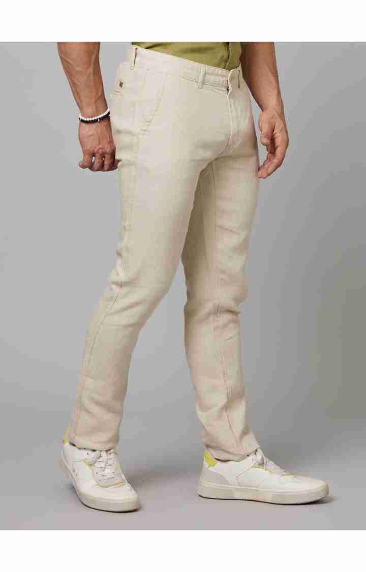 Celio* Linen Slim Fit Beige Trouser - Image 6