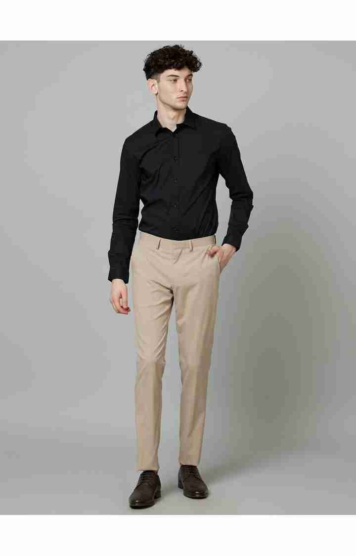 Celio* Workwear Poly-Blend Slim Fit Beige Trouser - Image 5