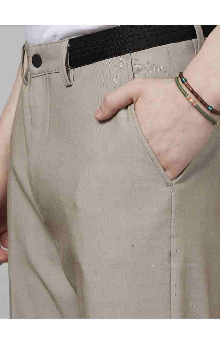 Celio* Workwear Poly-Blend Slim Fit Beige Trouser - Image 3