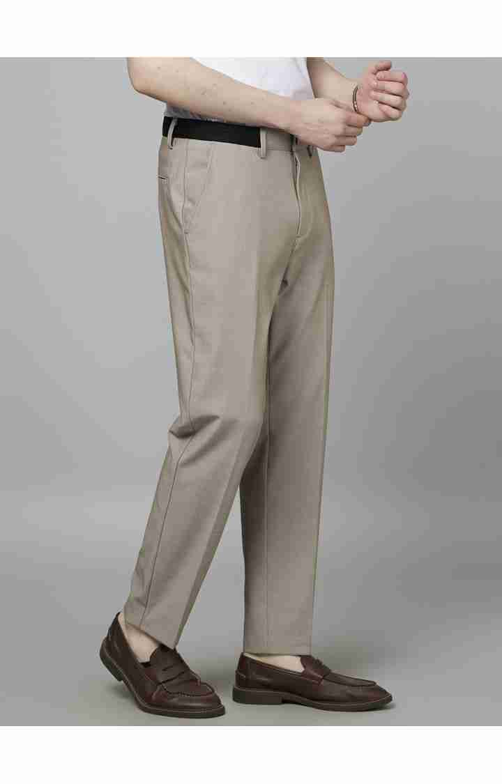 Celio* Workwear Poly-Blend Slim Fit Beige Trouser - Image 5