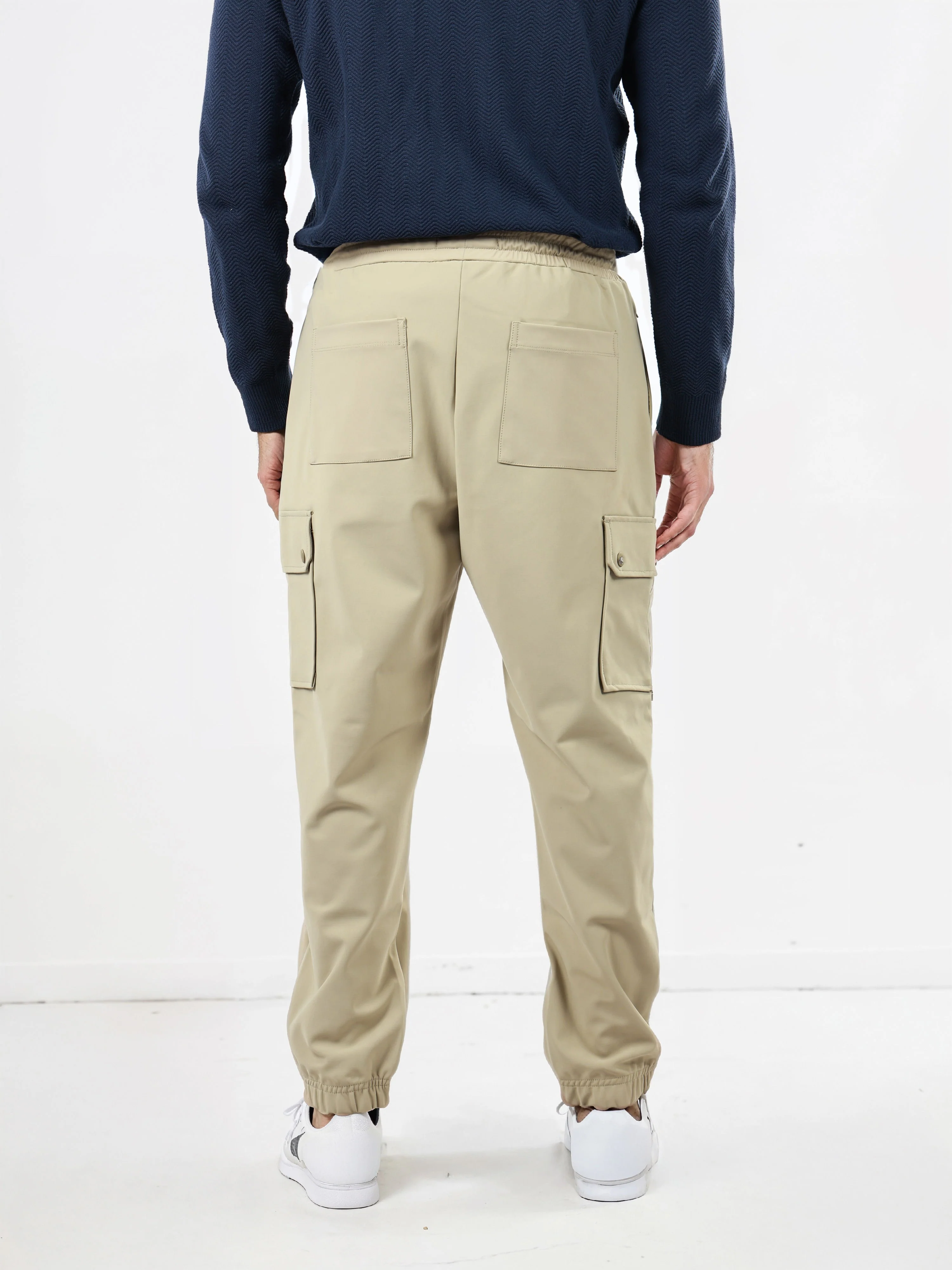 Celio Men Beige Solid Slim Fit Polyester Trousers - Image 4
