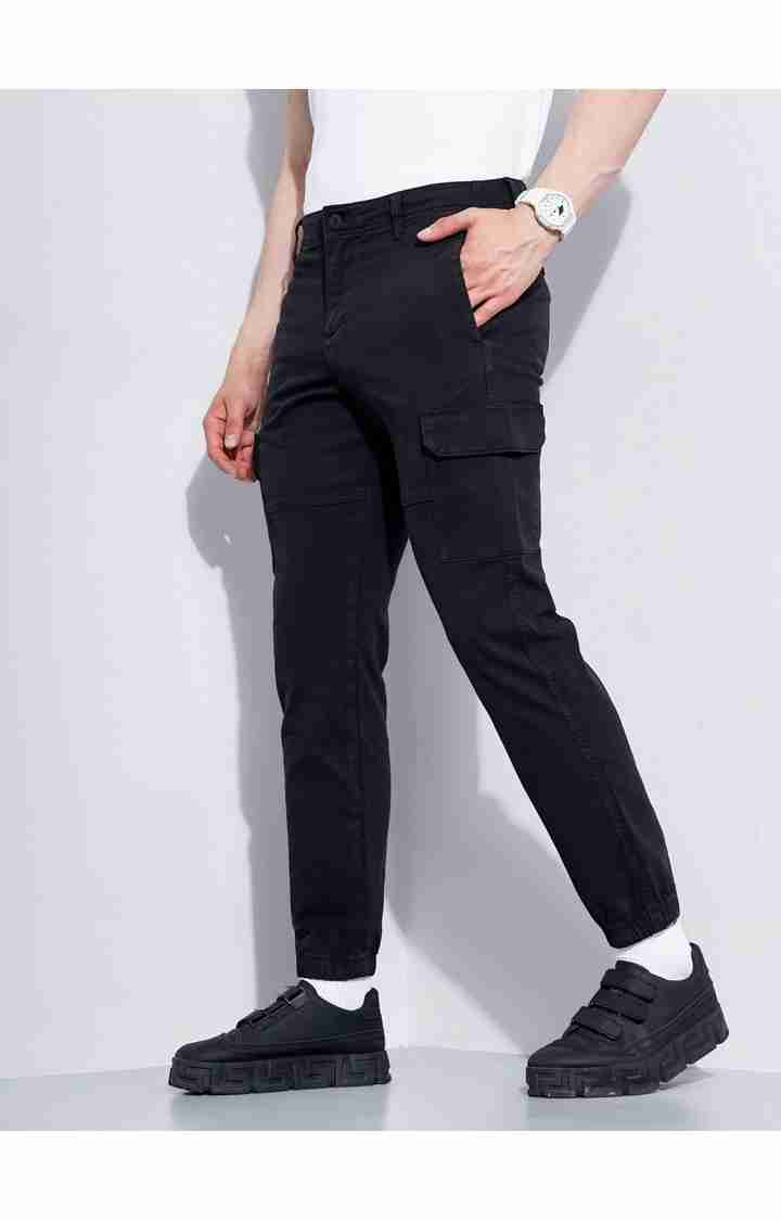 Celio* Cotton-Poly-Blend Slim Fit Black Trouser - Image 3