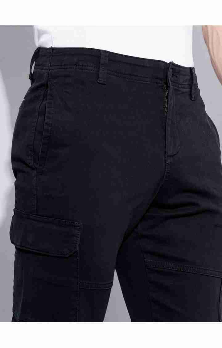 Celio* Cotton-Poly-Blend Slim Fit Black Trouser - Image 4