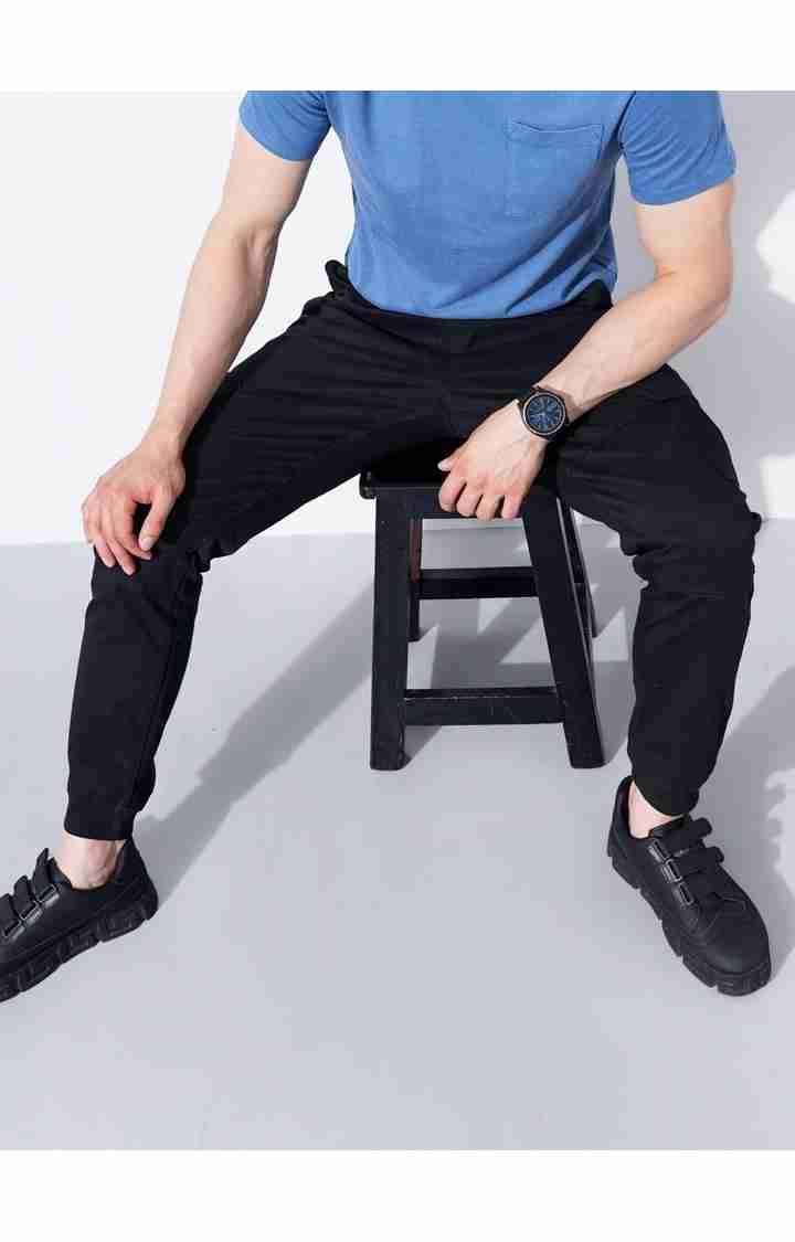 Celio* Cotton-Poly-Blend Regular Fit Black Trouser - Image 7