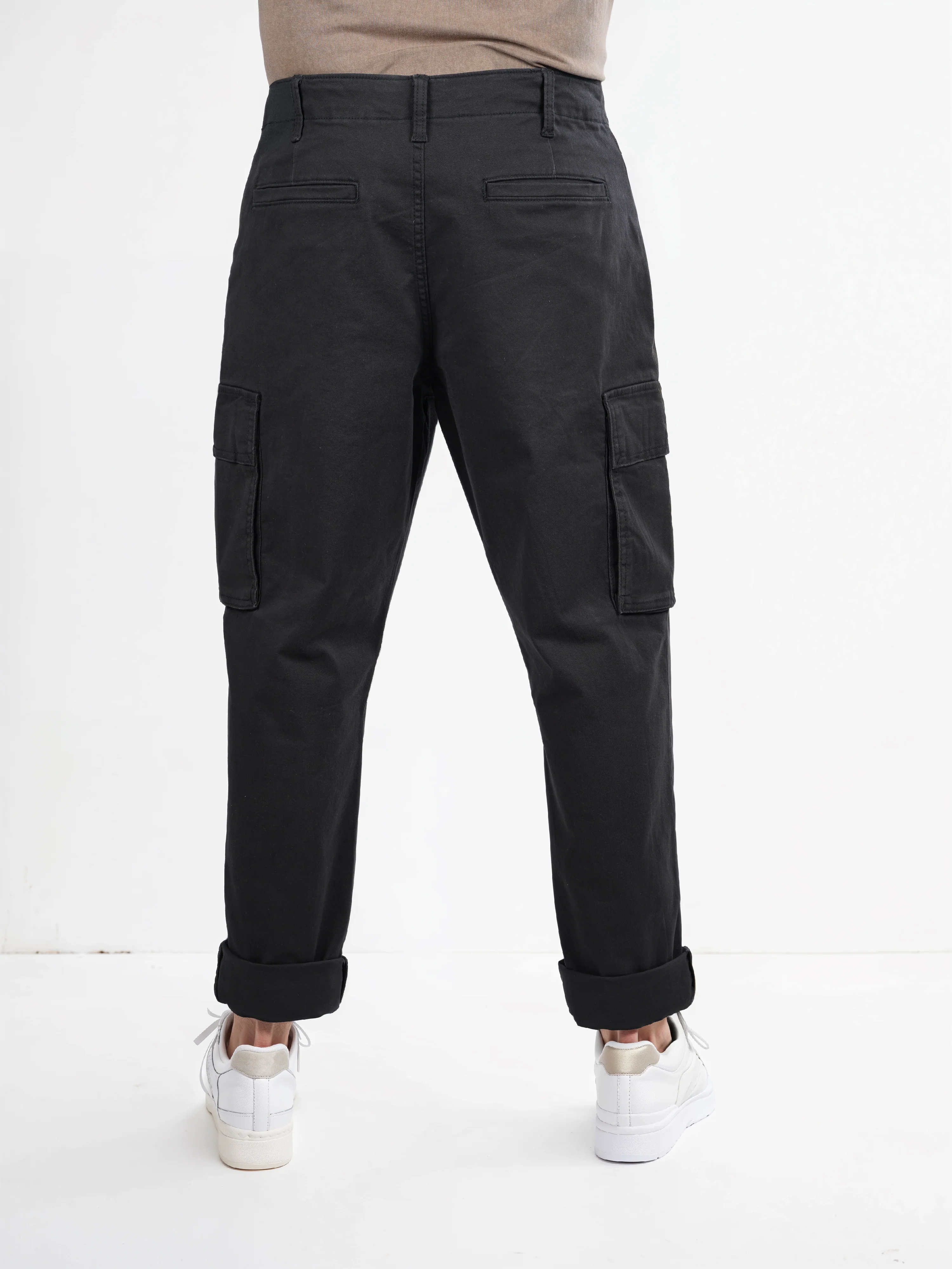 Celio* Cotton-Blend Straight Fit Black Cargo - Image 3