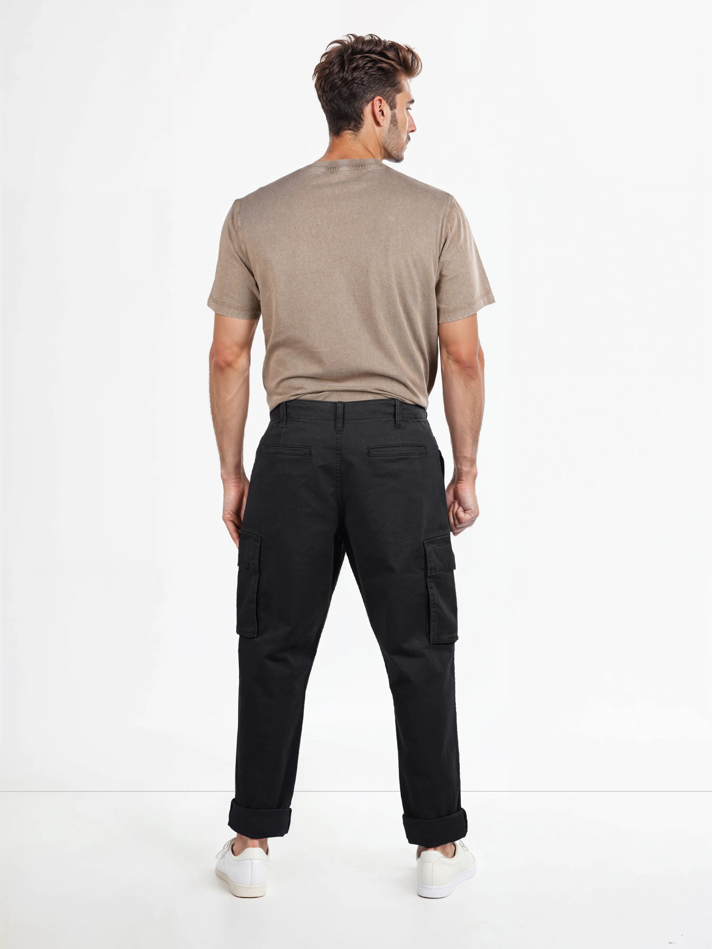 Celio* Cotton-Blend Straight Fit Black Cargo - Image 9