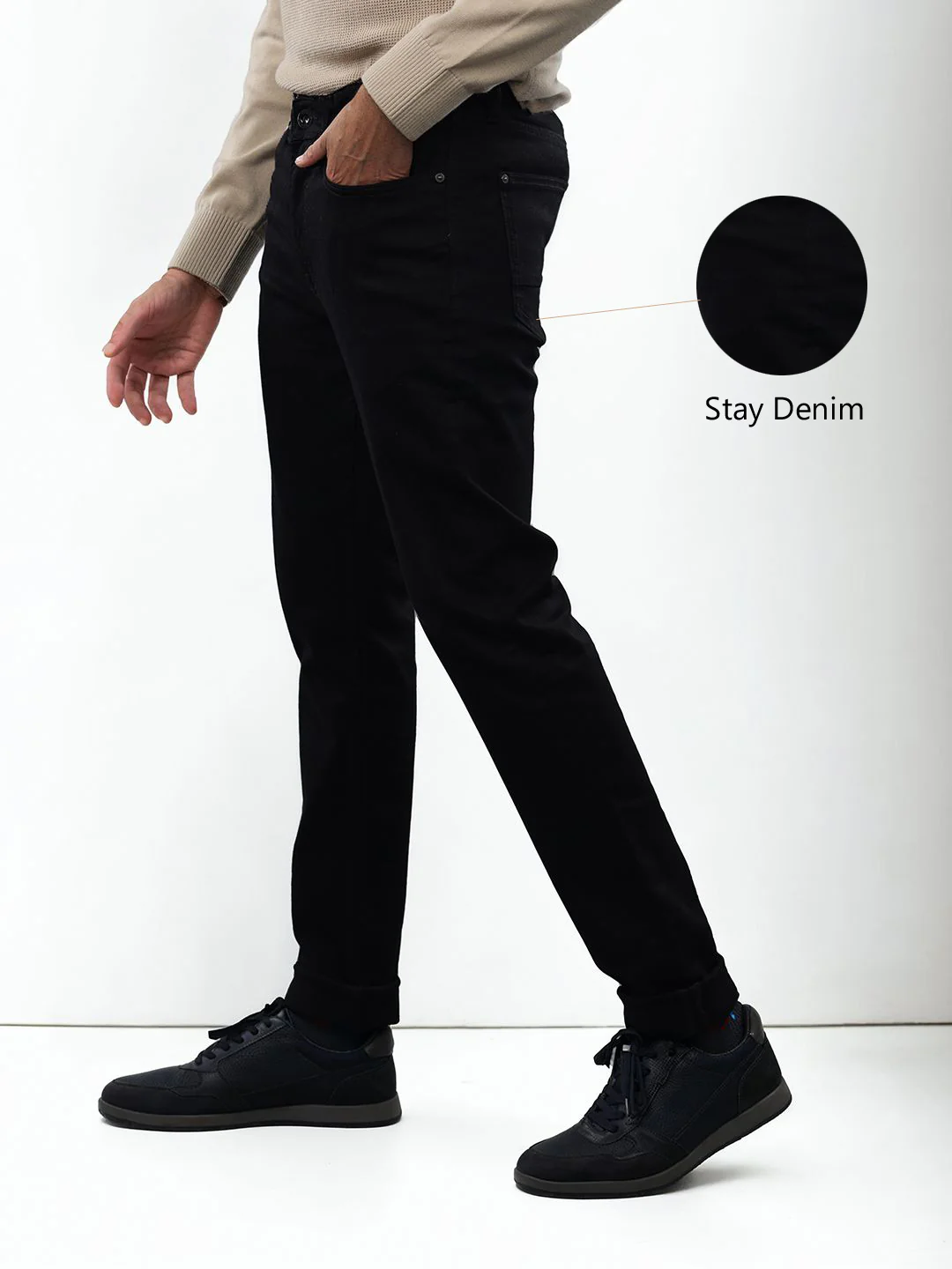 Celio* Cotton-Blend Slim Fit Black Jean - Image 3