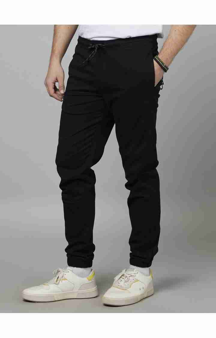 Celio* Cotton-Blend Jogger Fit Black Trouser - Image 5