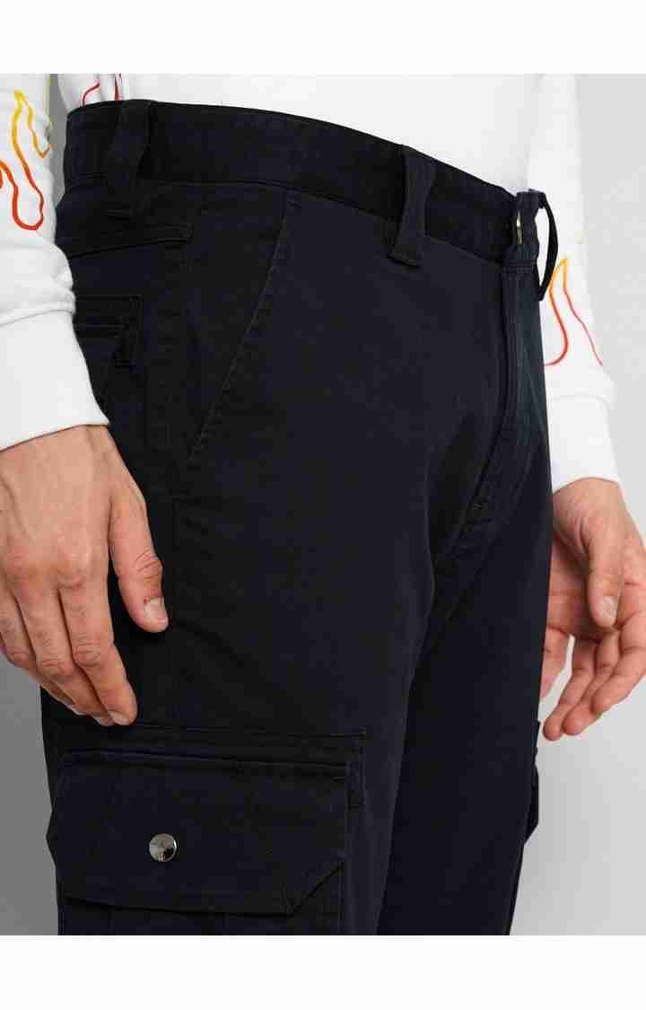 Celio* Cotton-Blend Regular Fit Black Trouser - Image 4