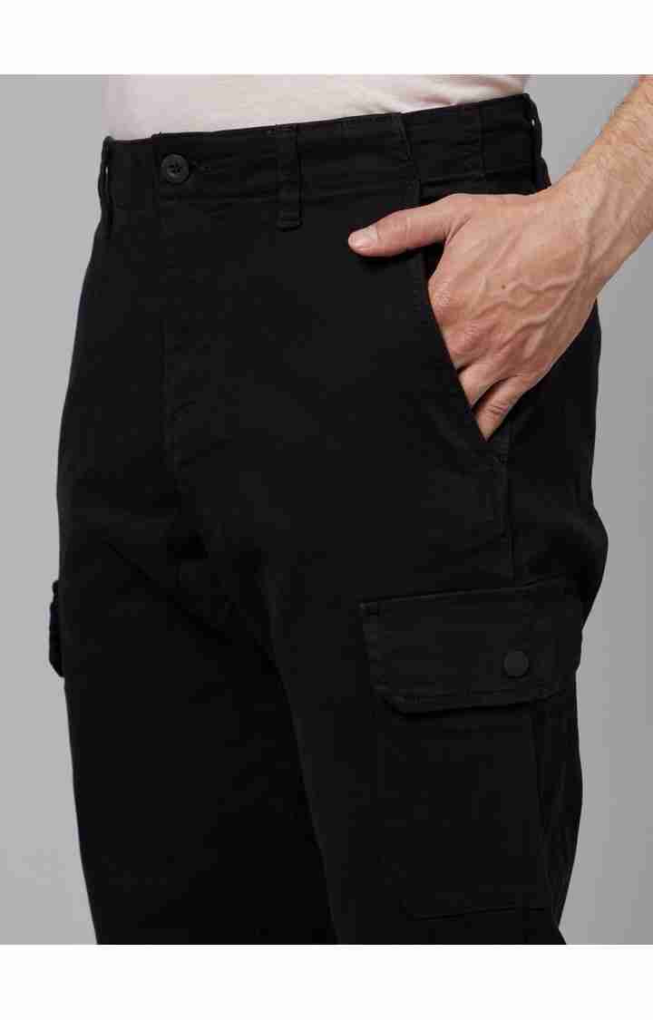 Celio* Cotton-Blend Slim Fit Black Trouser - Image 4