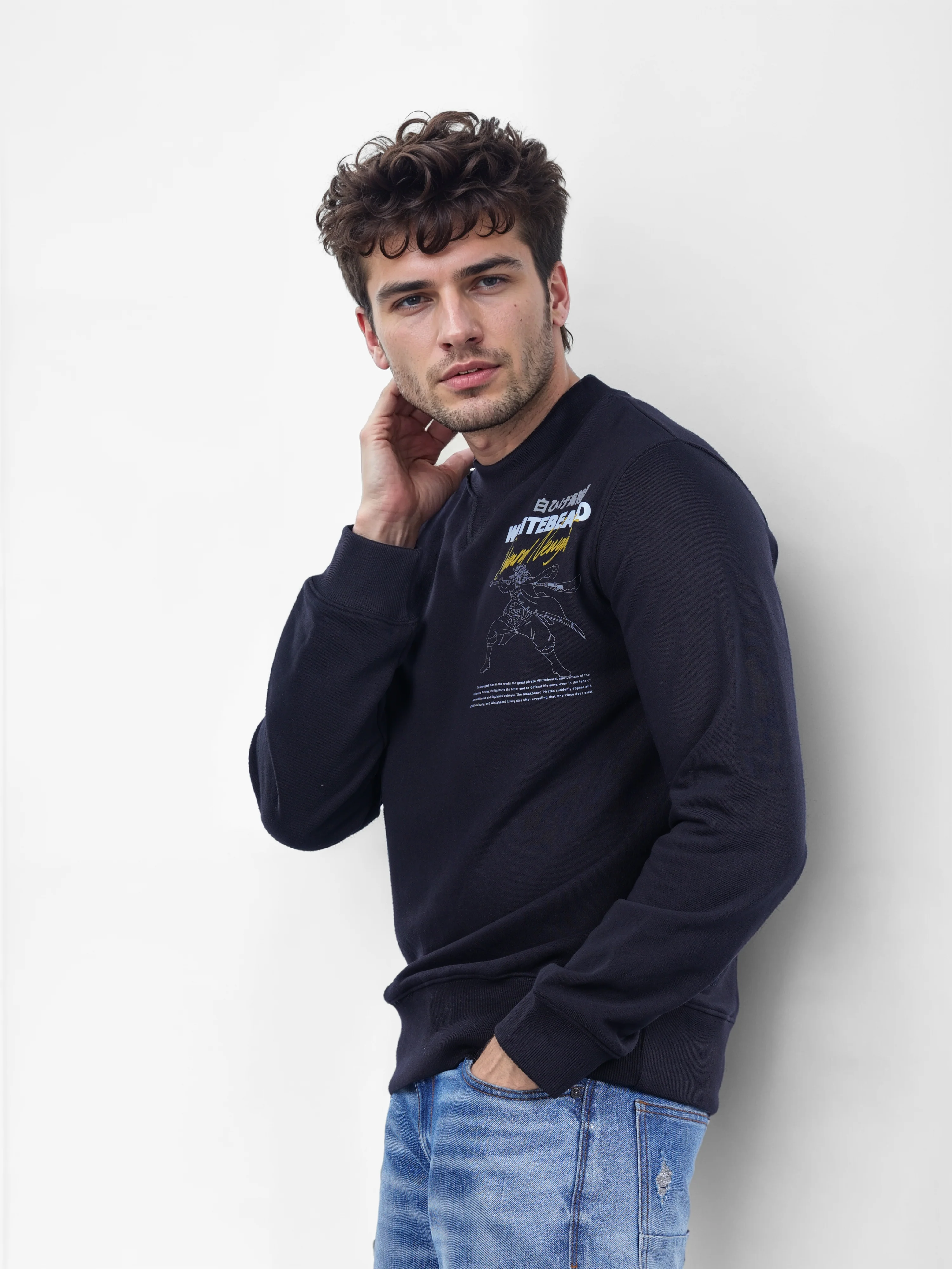 Celio* One Piece Regular Fit Cotton-Poly-Blend Black Sweatshirts - Image 4