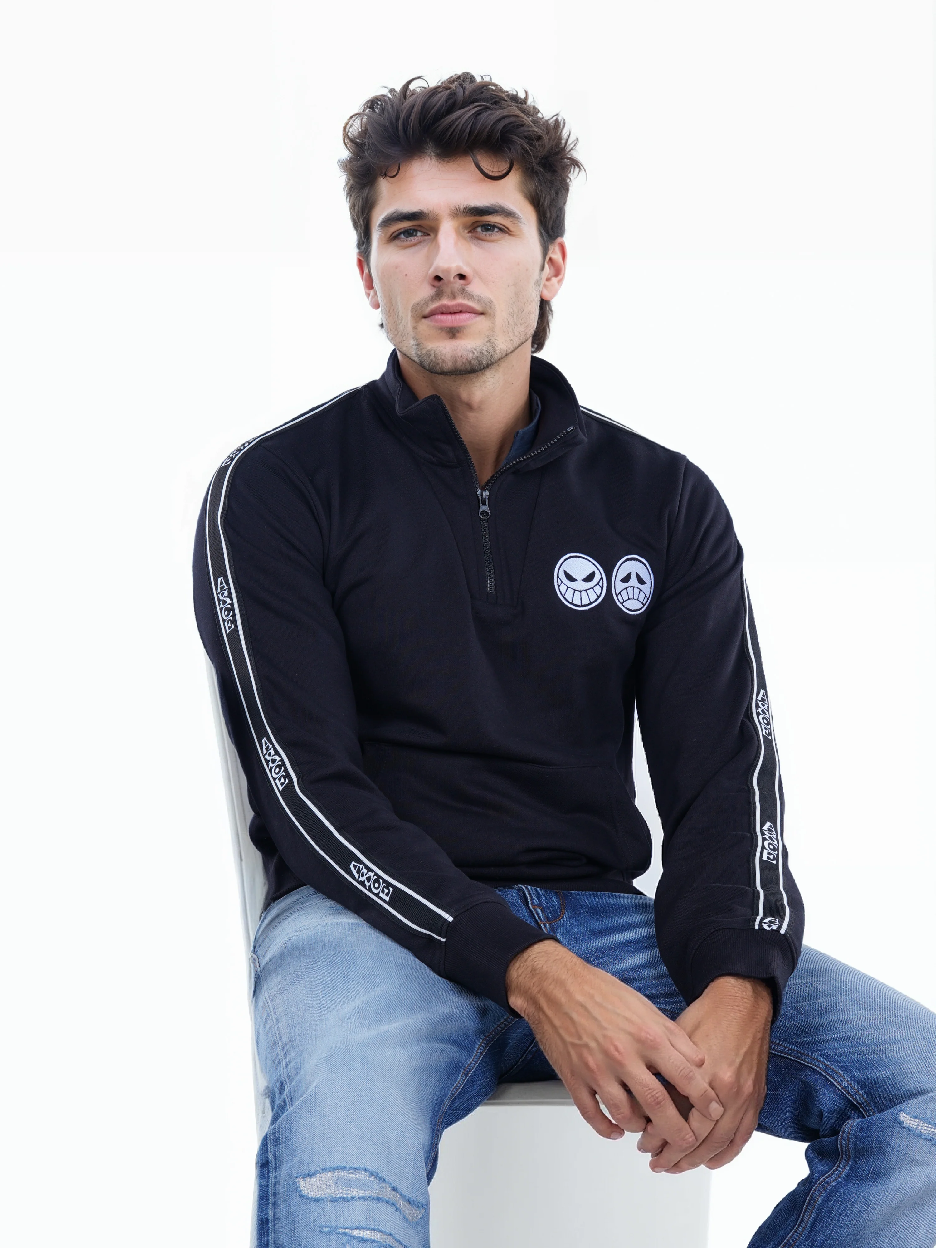 Celio* One Piece Regular Fit Cotton-Poly-Blend Black Sweatshirts - Image 7