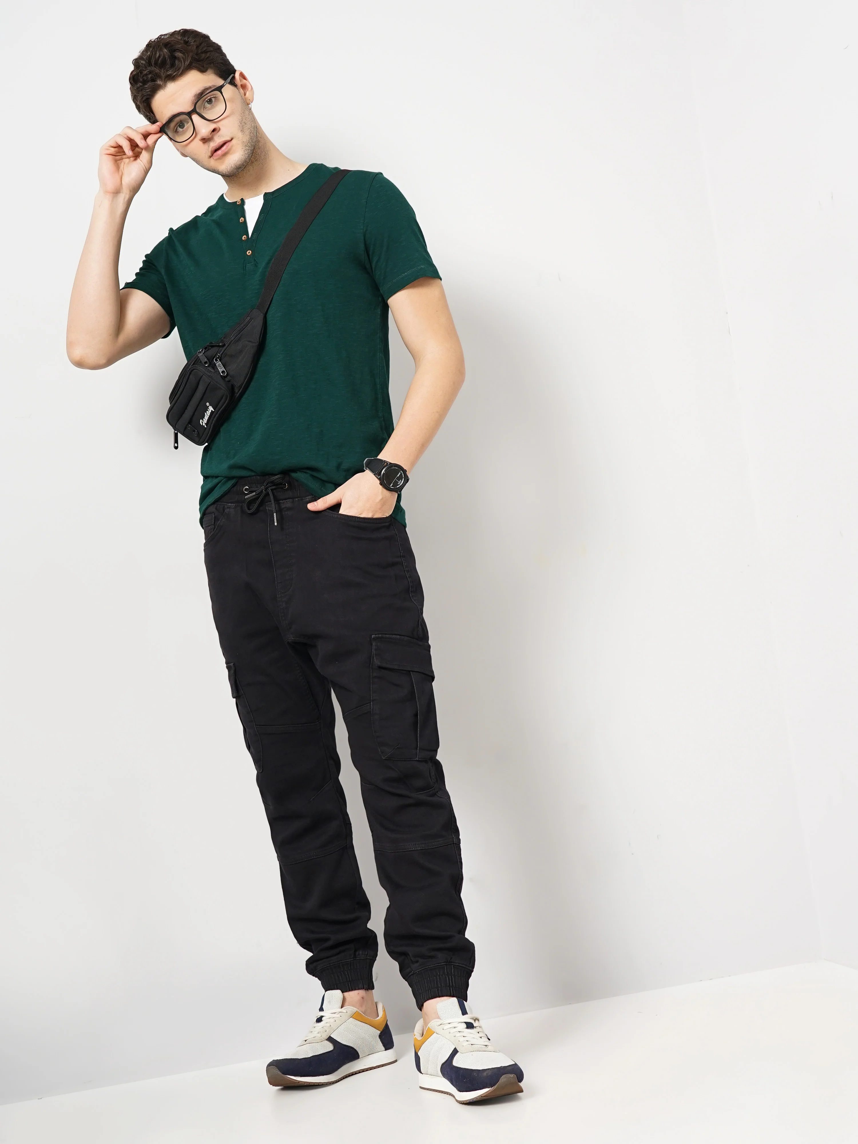 Celio* Cotton Jogger Fit Black Trouser - Image 5