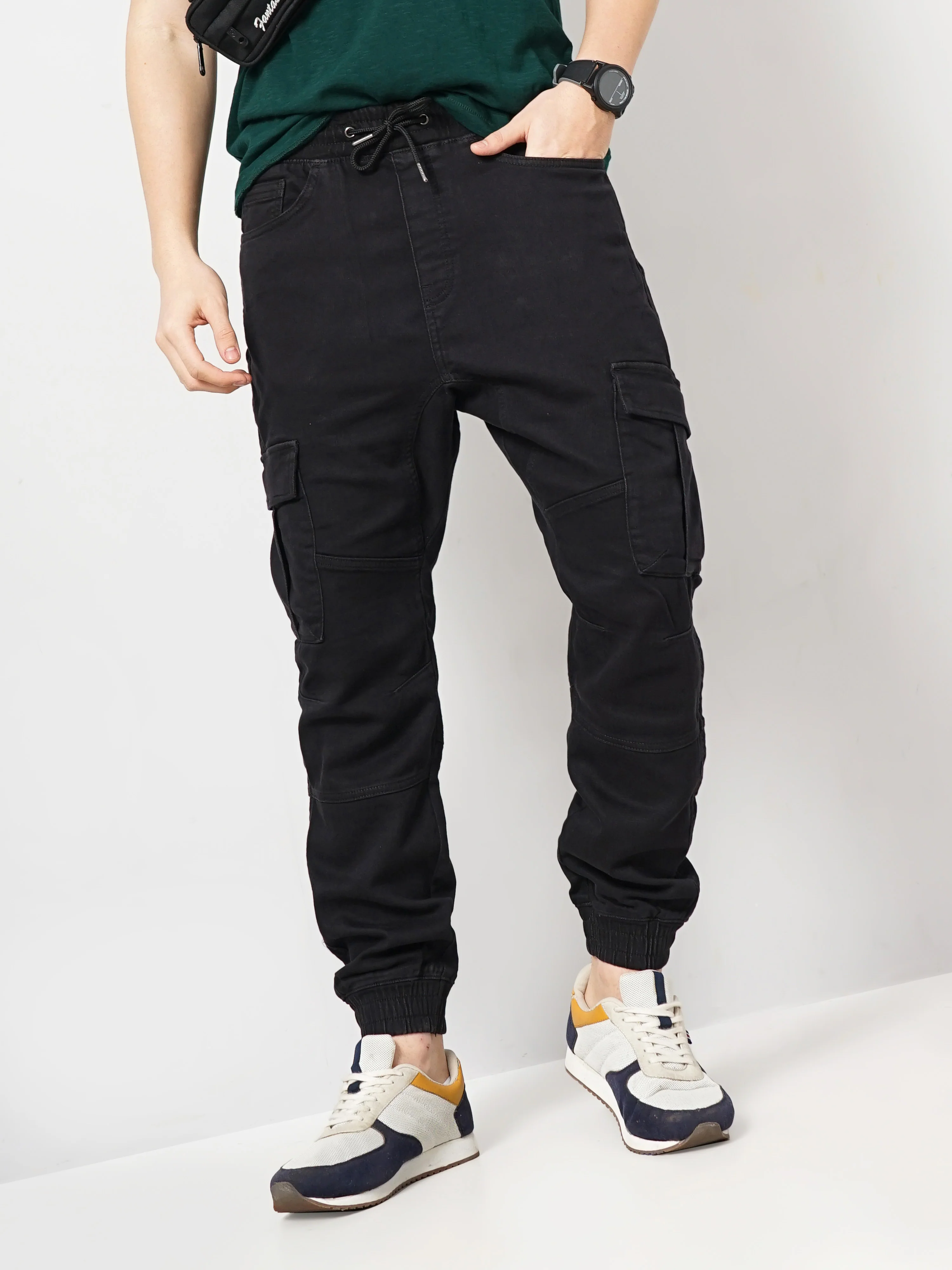 Celio* Cotton Jogger Fit Black Trouser - Image 8