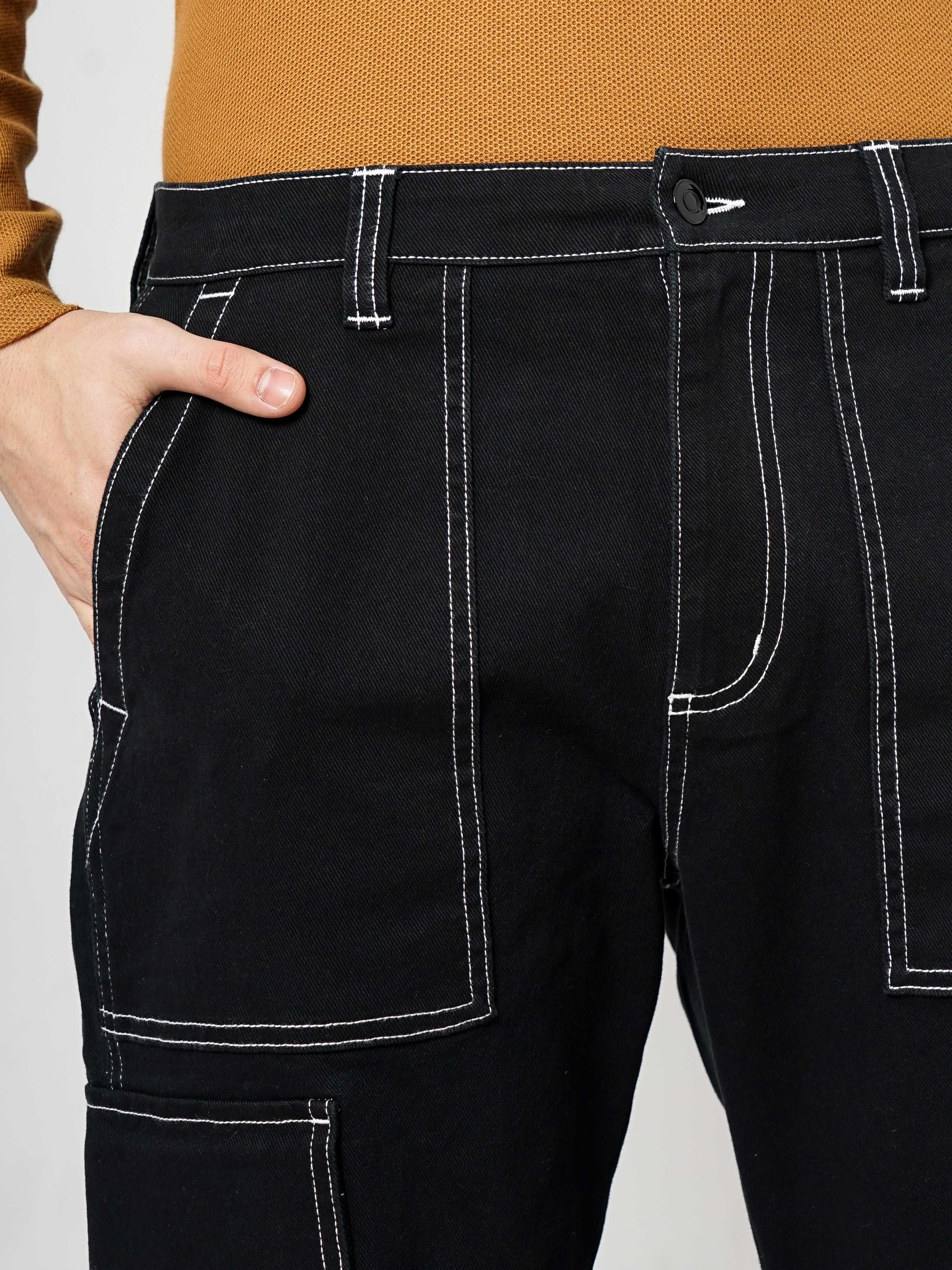 Celio* Cotton Loose Fit Black Trouser - Image 4