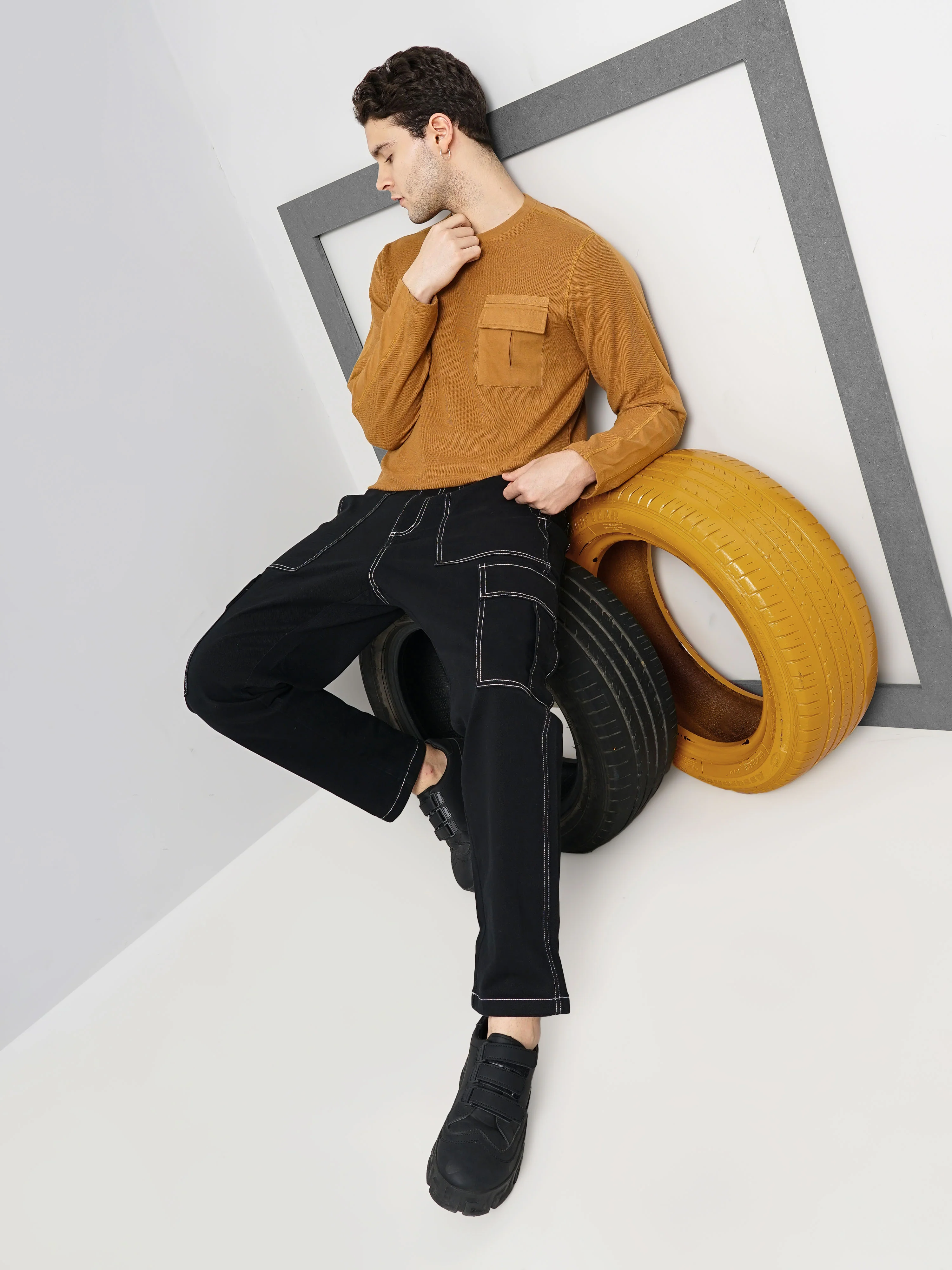 Celio* Cotton Loose Fit Black Trouser - Image 6