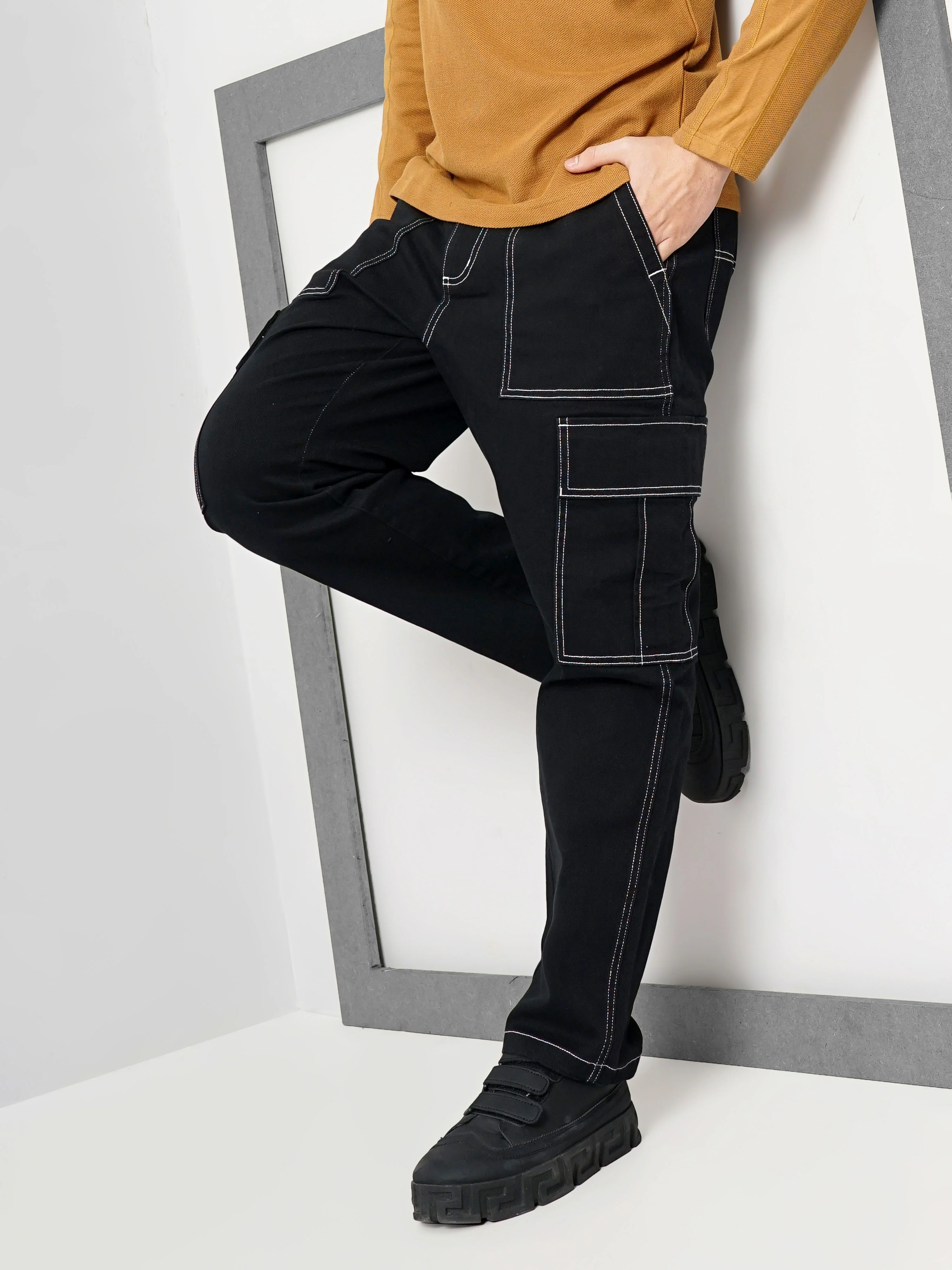 Celio* Cotton Loose Fit Black Trouser - Image 7