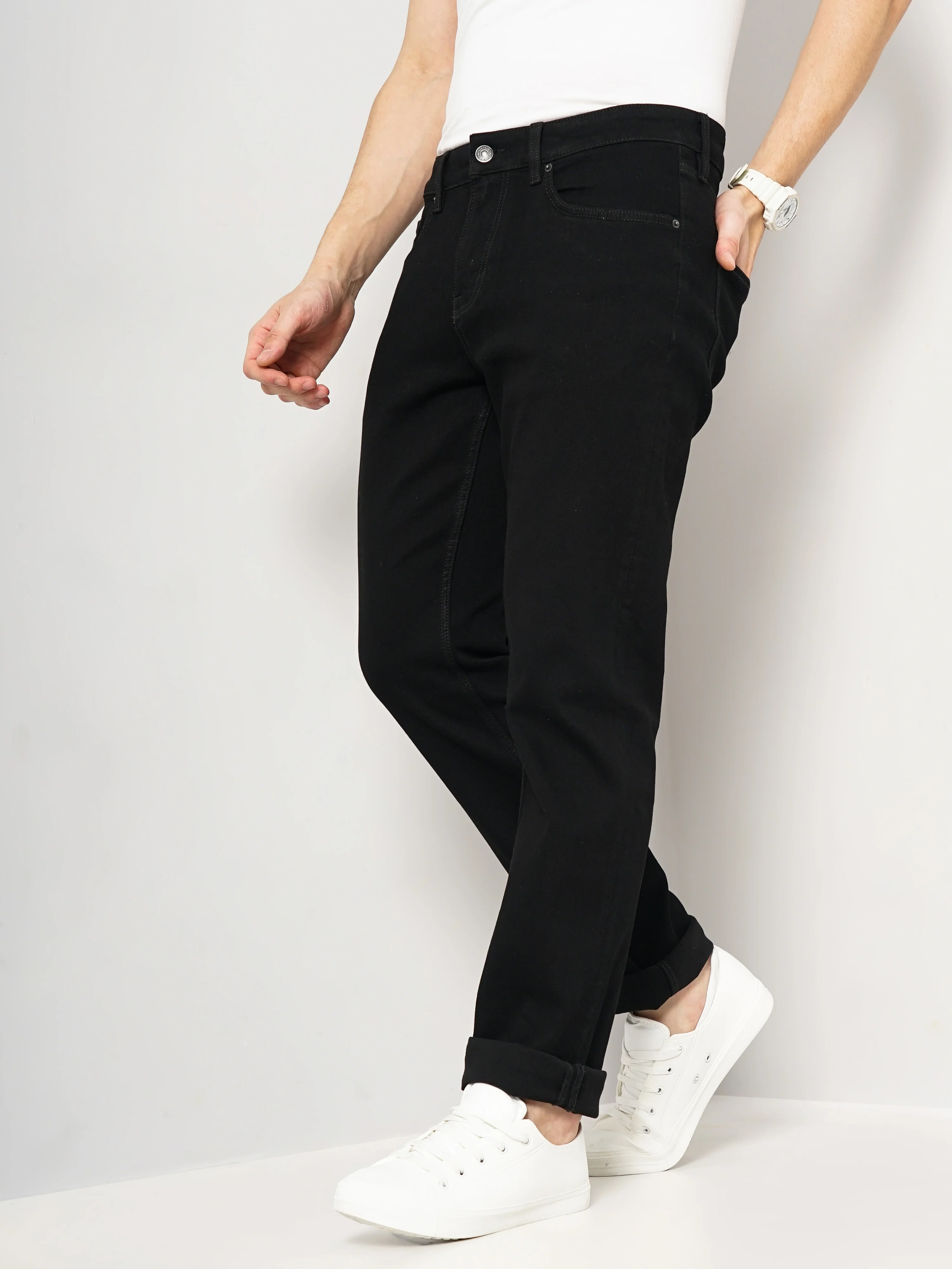 Celio* Cotton Straight Fit Black Jean - Image 3