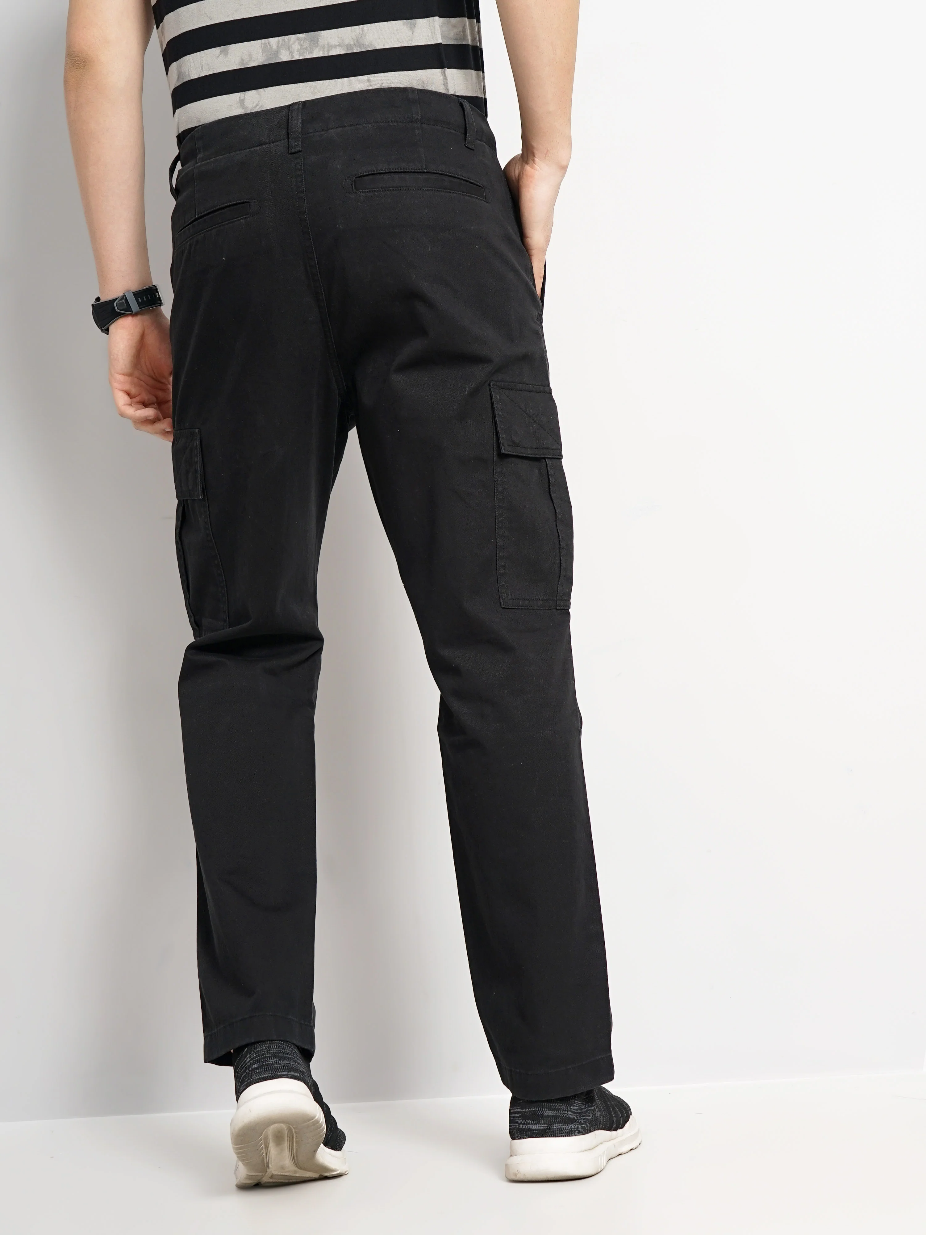 Celio* Cotton Straight Fit Black Trouser - Image 3