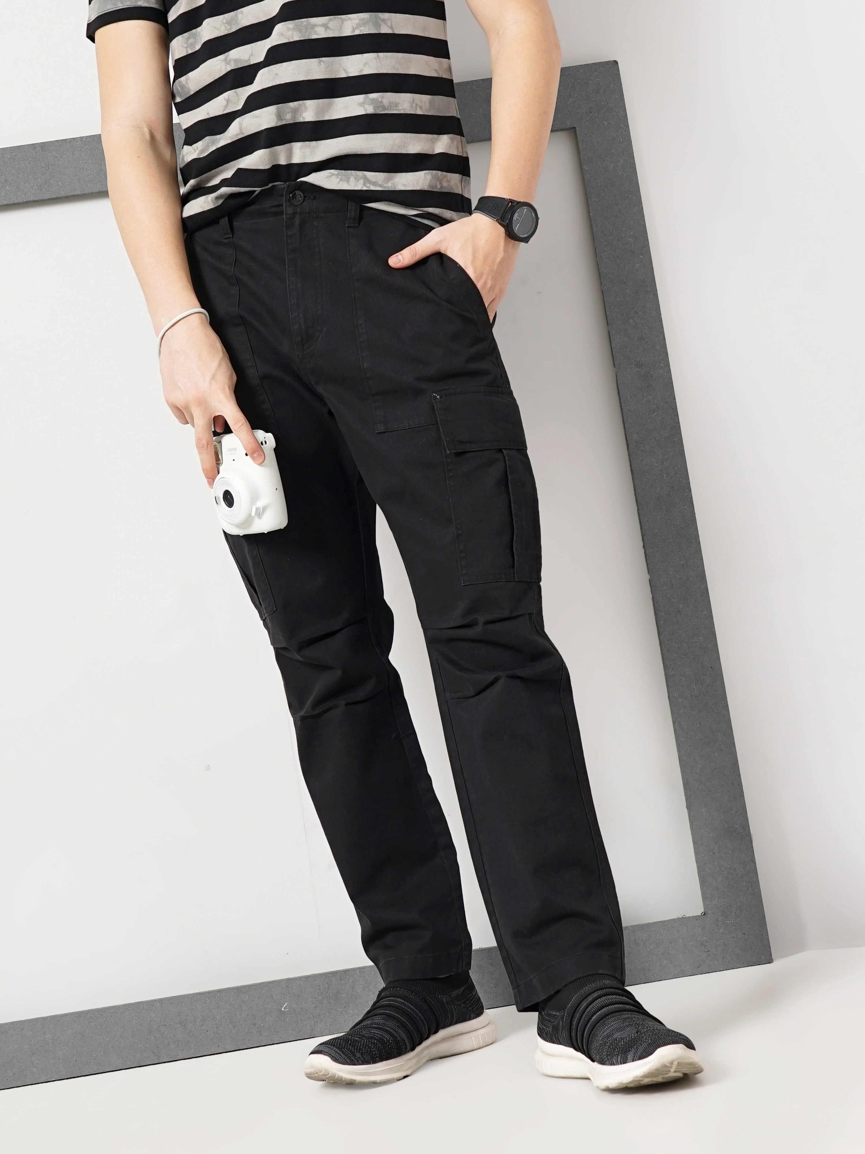 Celio* Cotton Straight Fit Black Trouser - Image 5