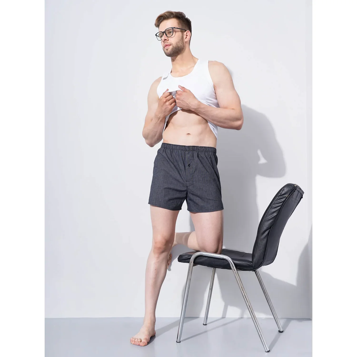 Celio* Textured Regular Fit Grey Boxer - Image 8