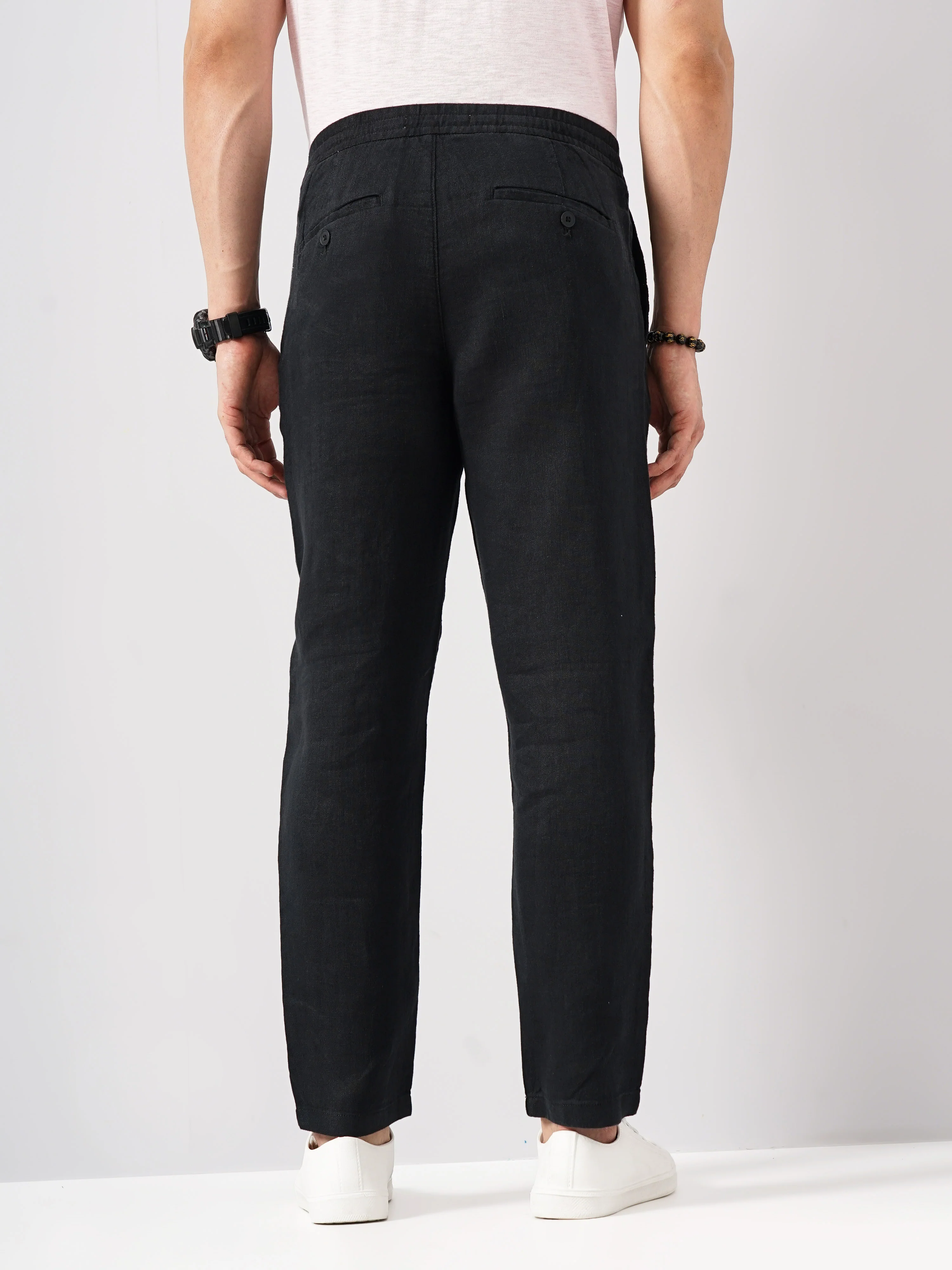 Celio* Linen Regular Fit Black Trouser - Image 3