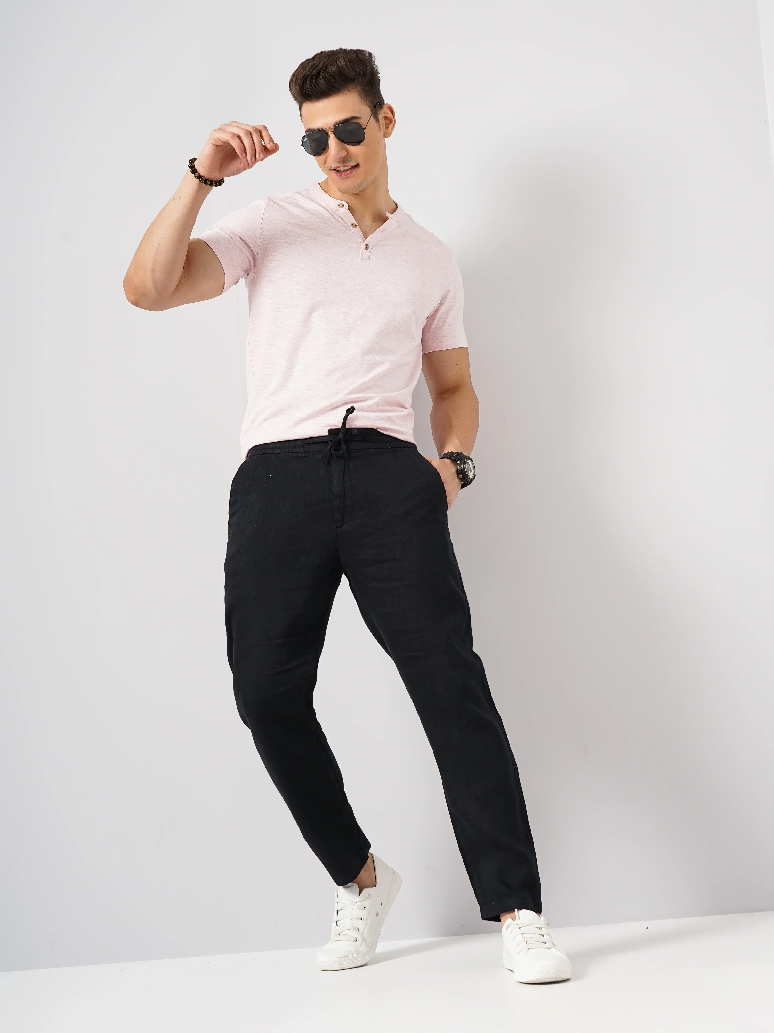 Celio* Linen Regular Fit Black Trouser - Image 5