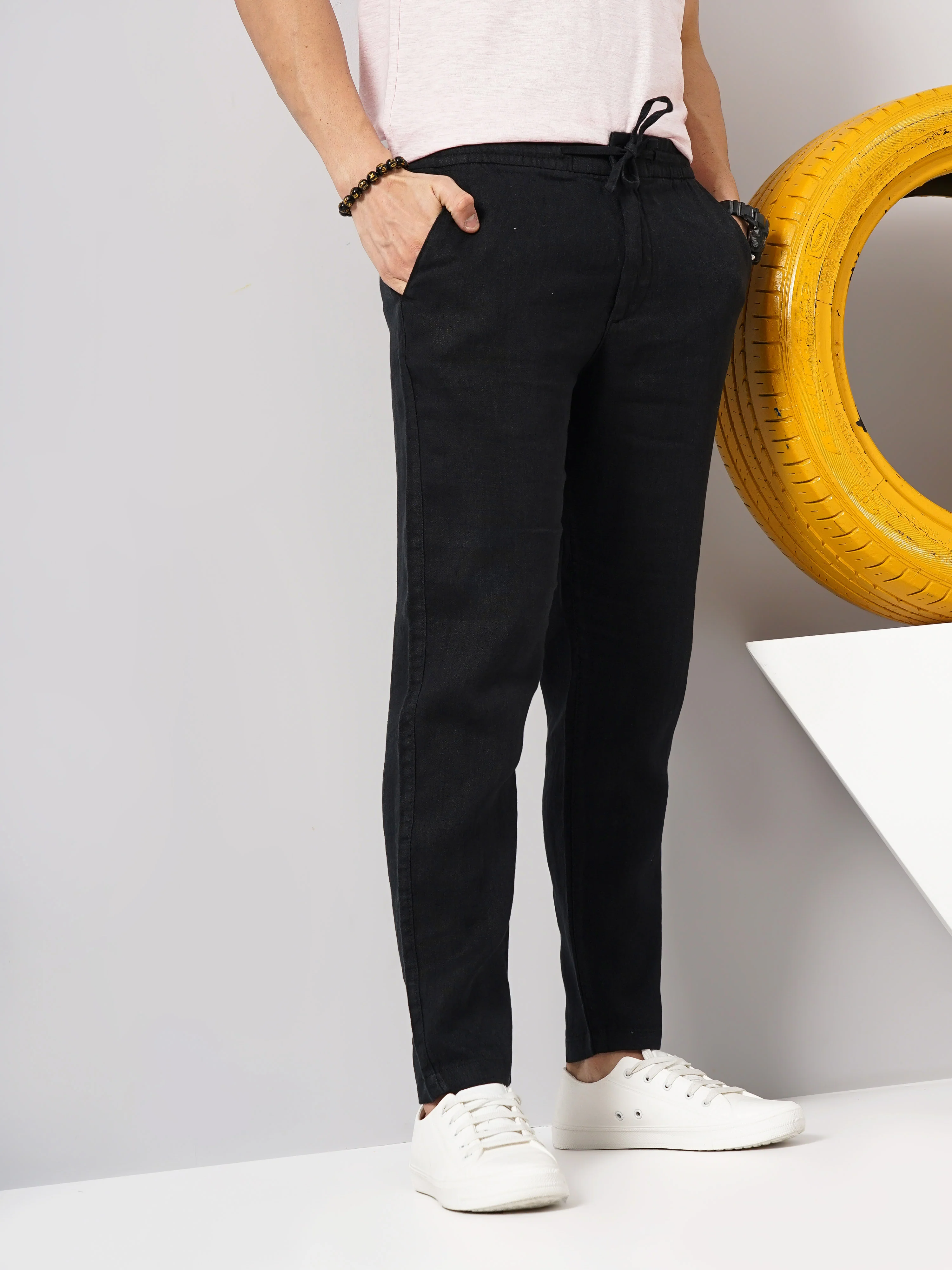 Celio* Linen Regular Fit Black Trouser - Image 6