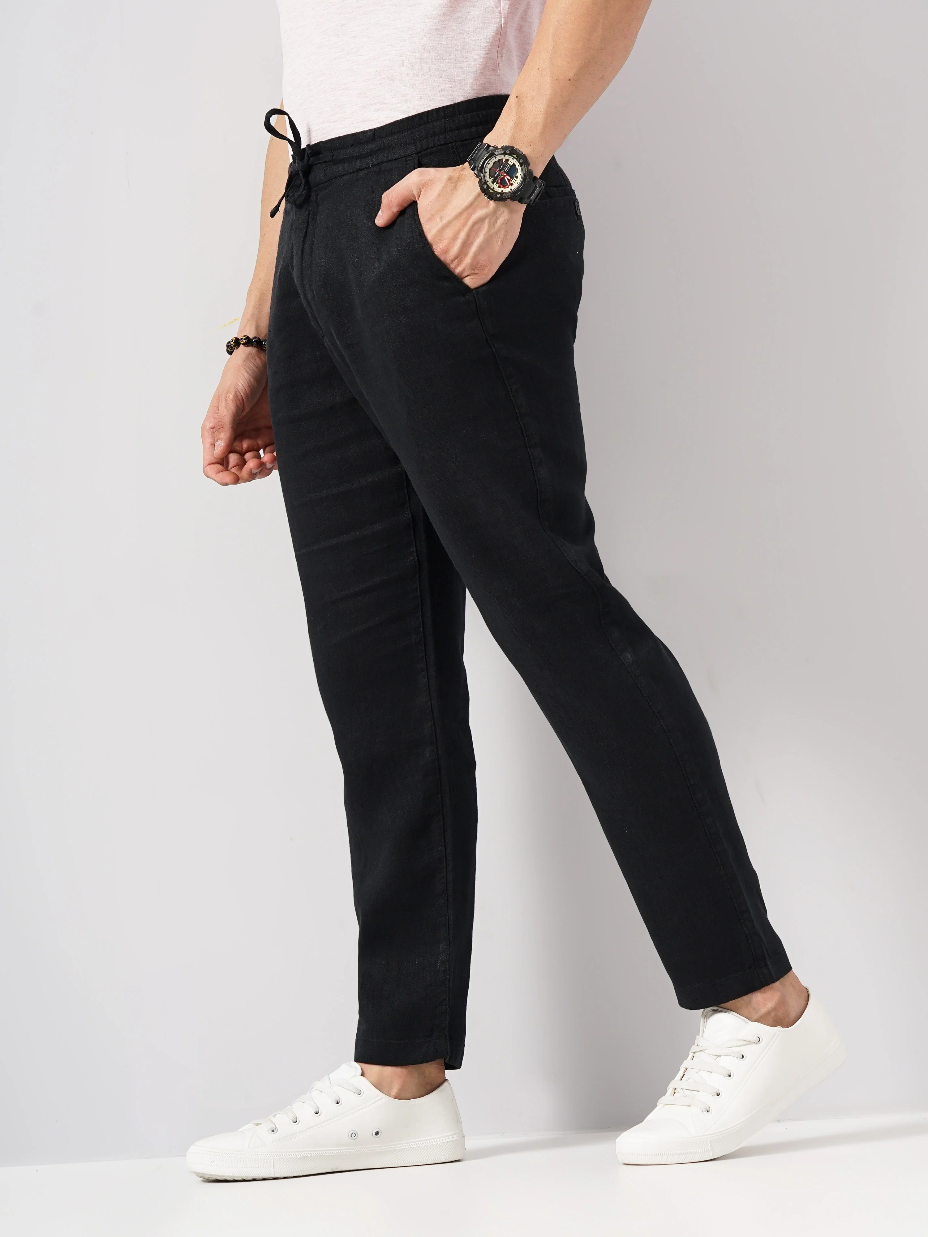 Celio* Linen Regular Fit Black Trouser - Image 8