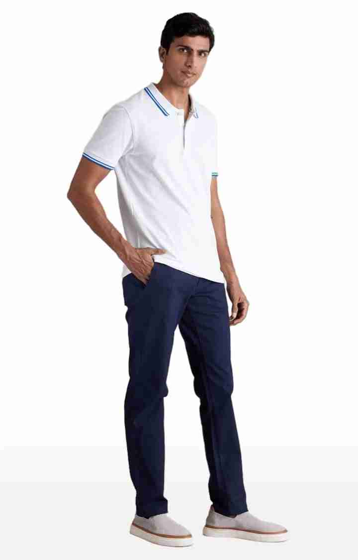 Celio* Cotton-Blend Slim Fit Blue Trouser - Image 4