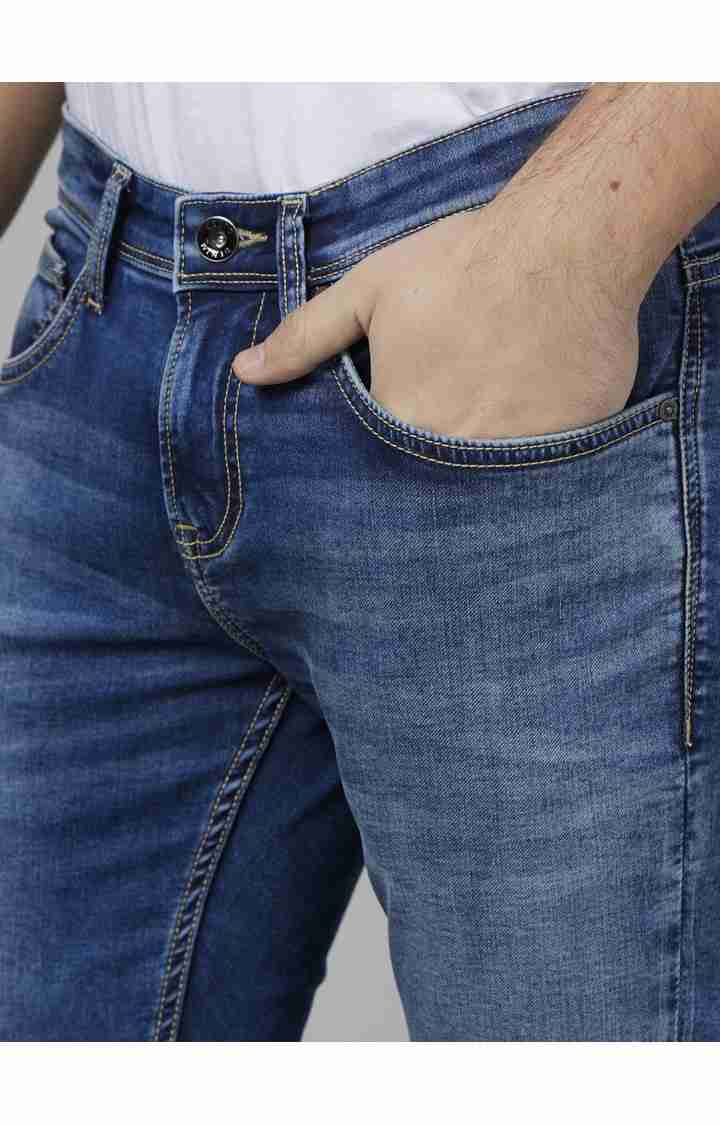 Celio* Cotton-Blend Skinny Fit Blue Jean - Image 3