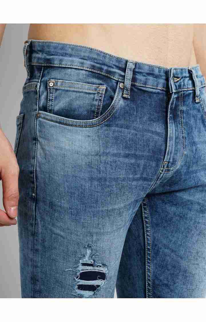 Celio* Cotton-Blend Skinny Fit Blue Jean - Image 4