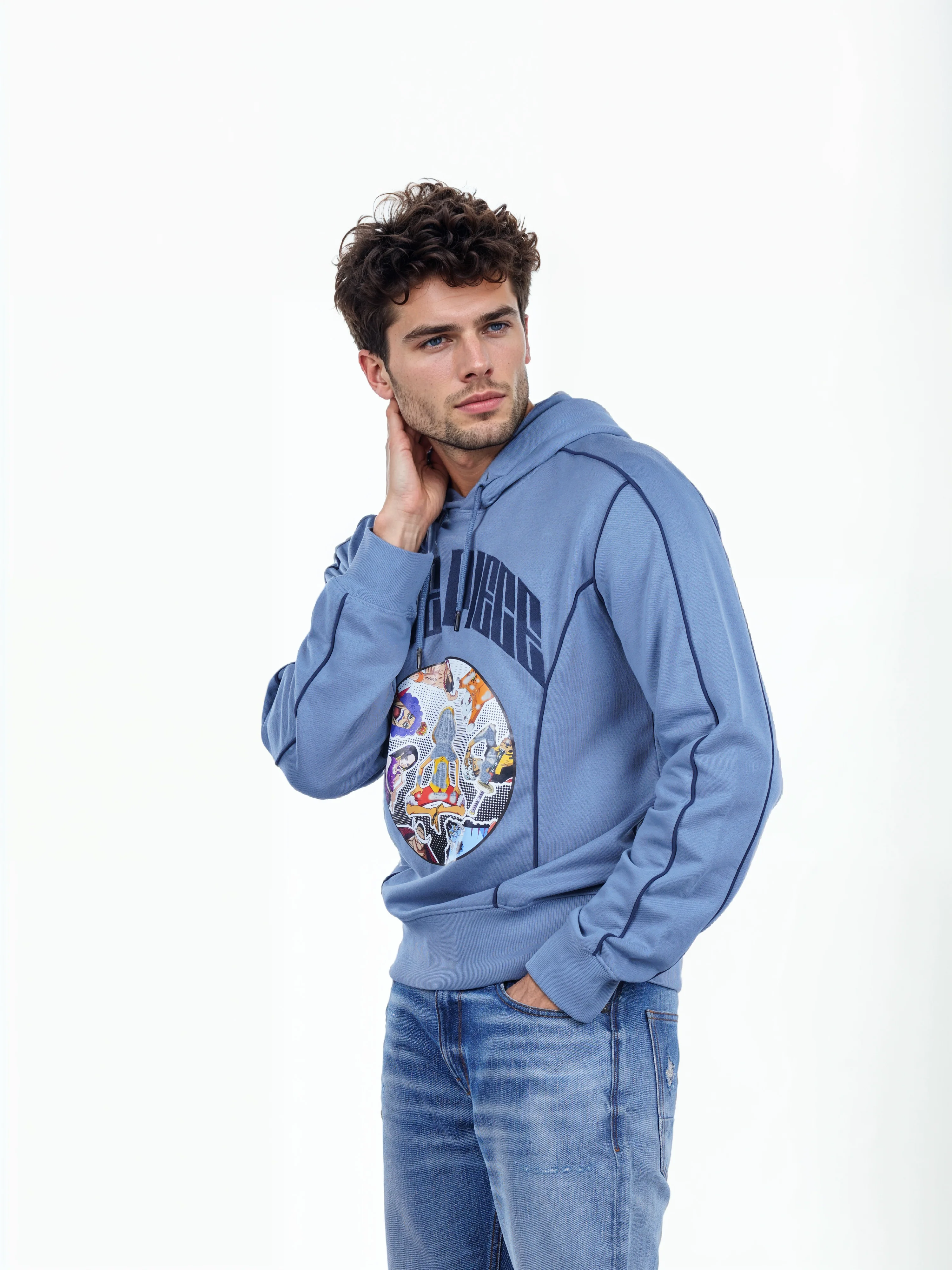 Celio* One Piece Regular Fit Cotton-Poly-Blend Blue Sweatshirts - Image 10