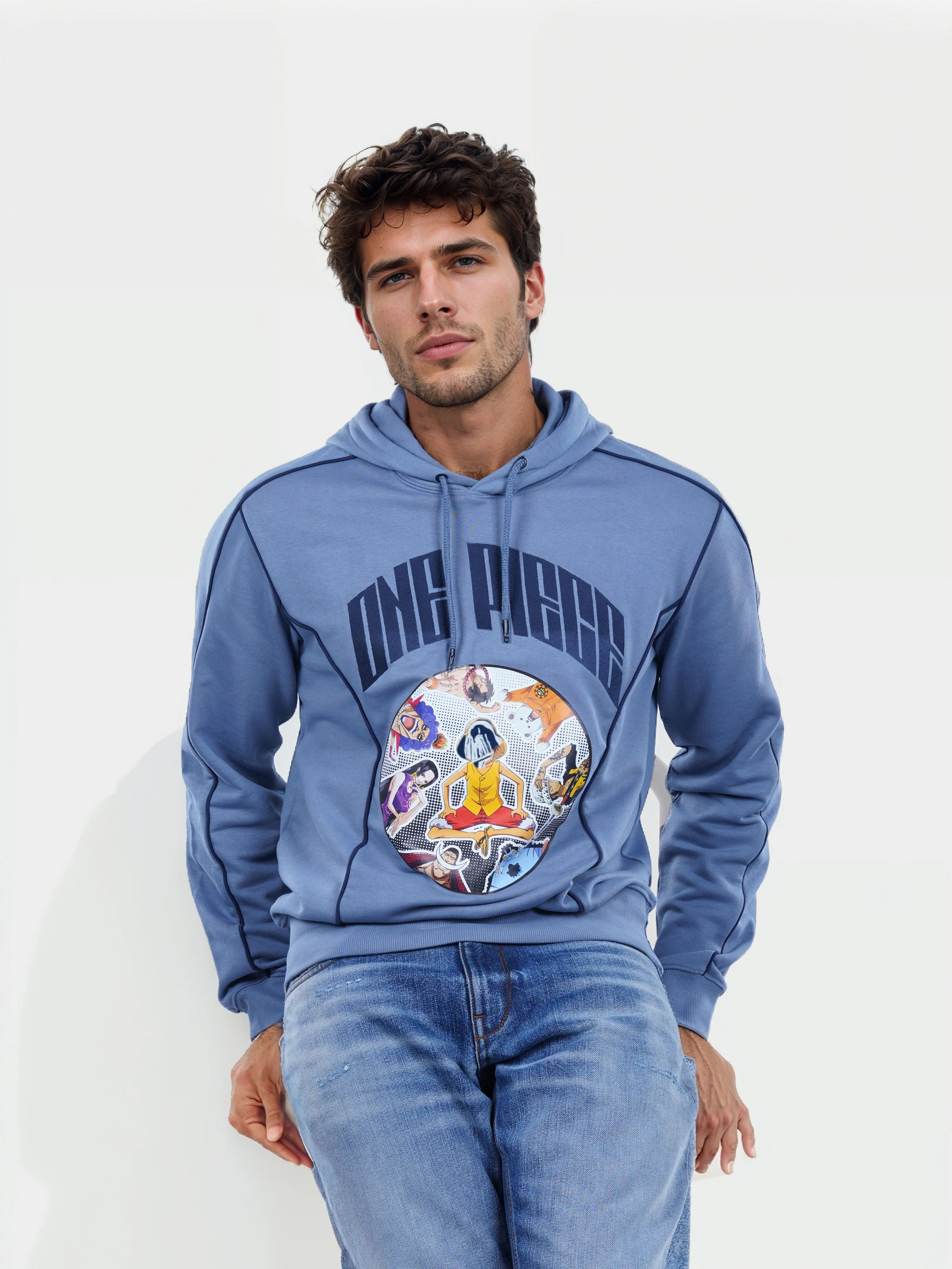 Celio* One Piece Regular Fit Cotton-Poly-Blend Blue Sweatshirts - Image 5