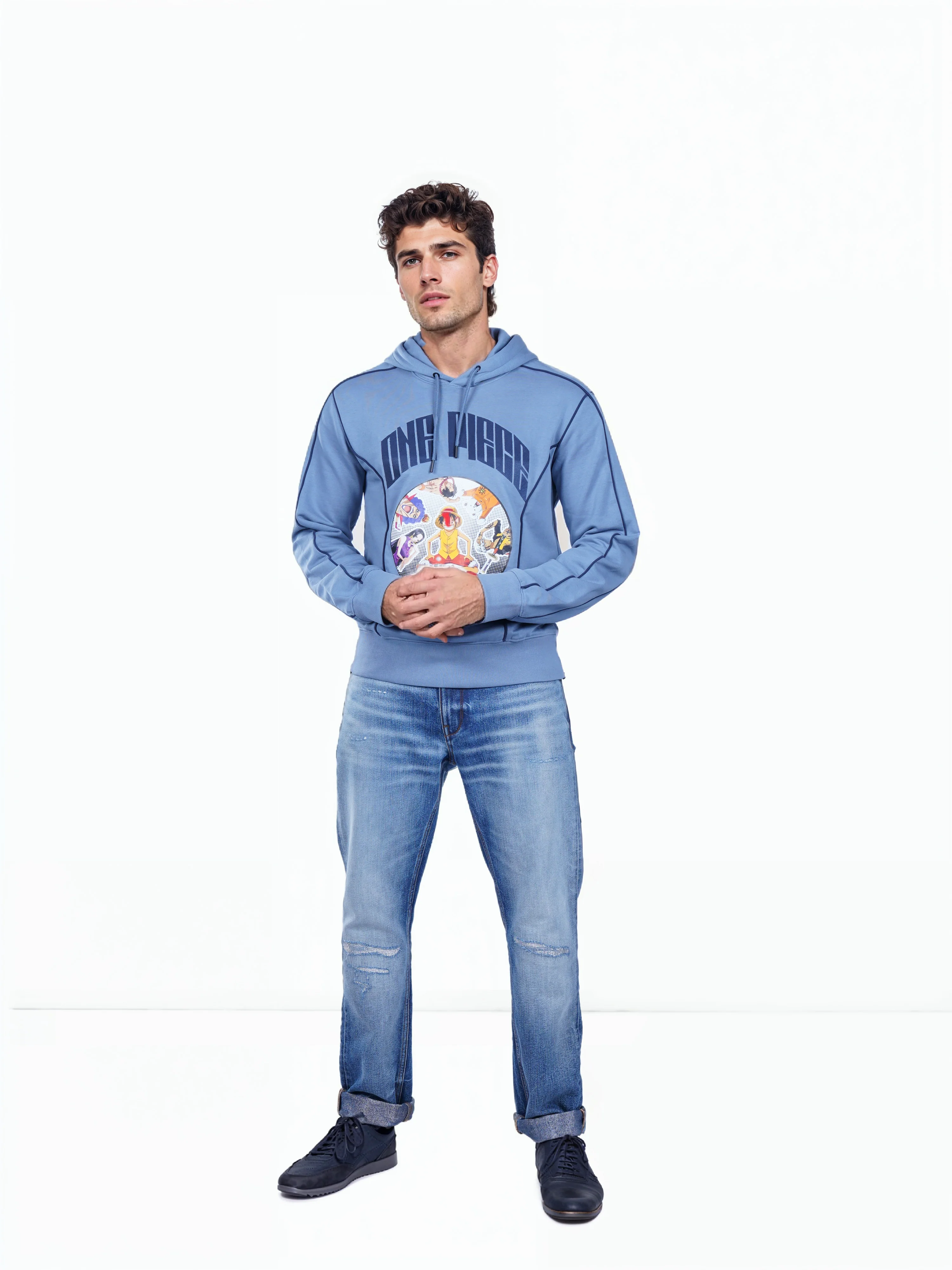 Celio* One Piece Regular Fit Cotton-Poly-Blend Blue Sweatshirts - Image 8
