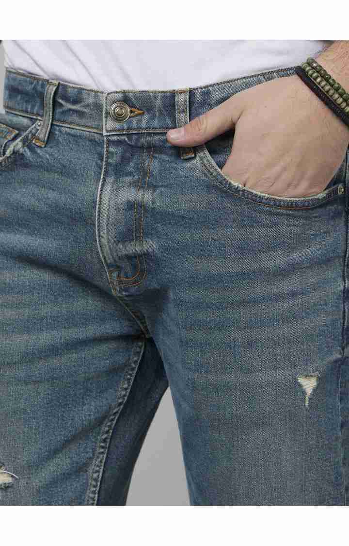 Celio* Cotton-Poly-Blend Slim Fit Blue Jean - Image 4