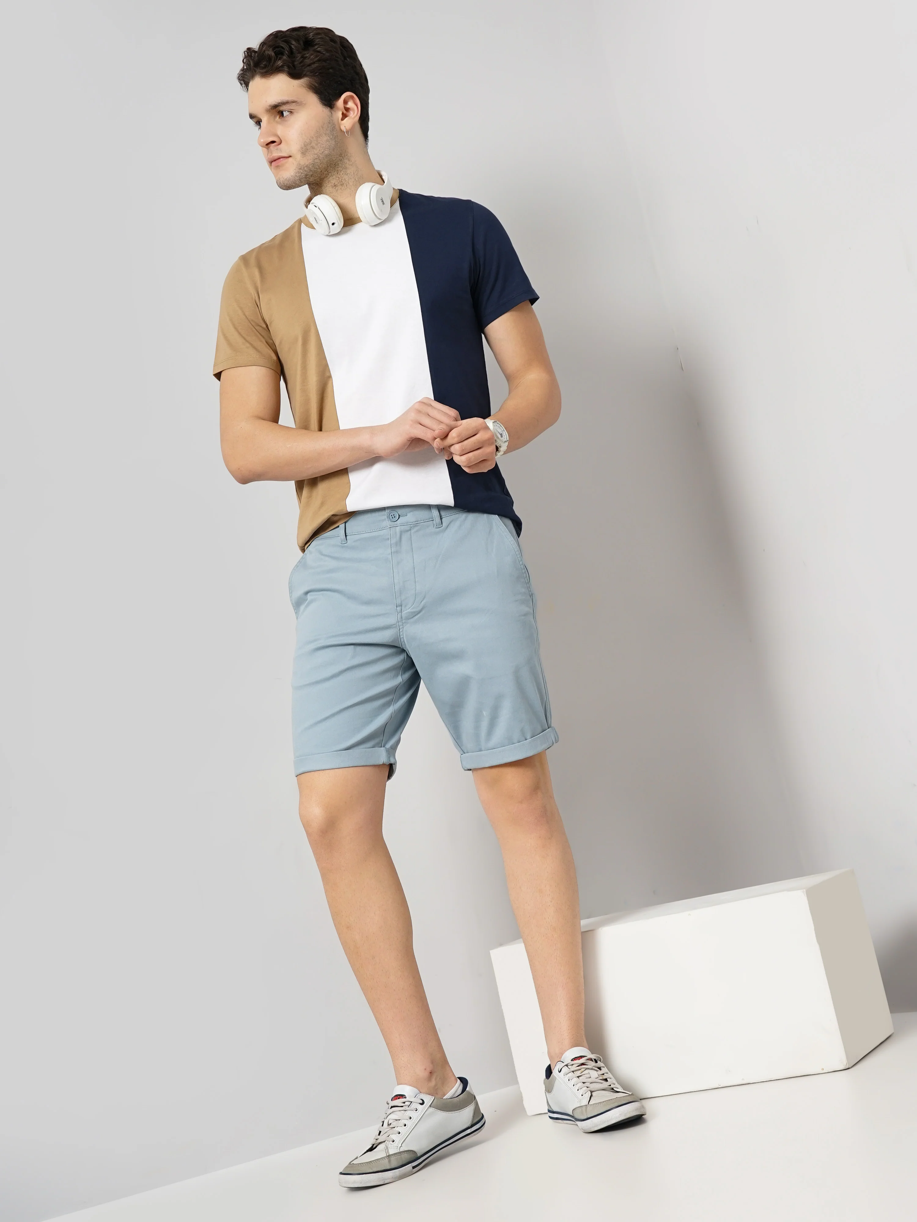 Celio* Cotton Regular Fit Blue Shorts - Image 6