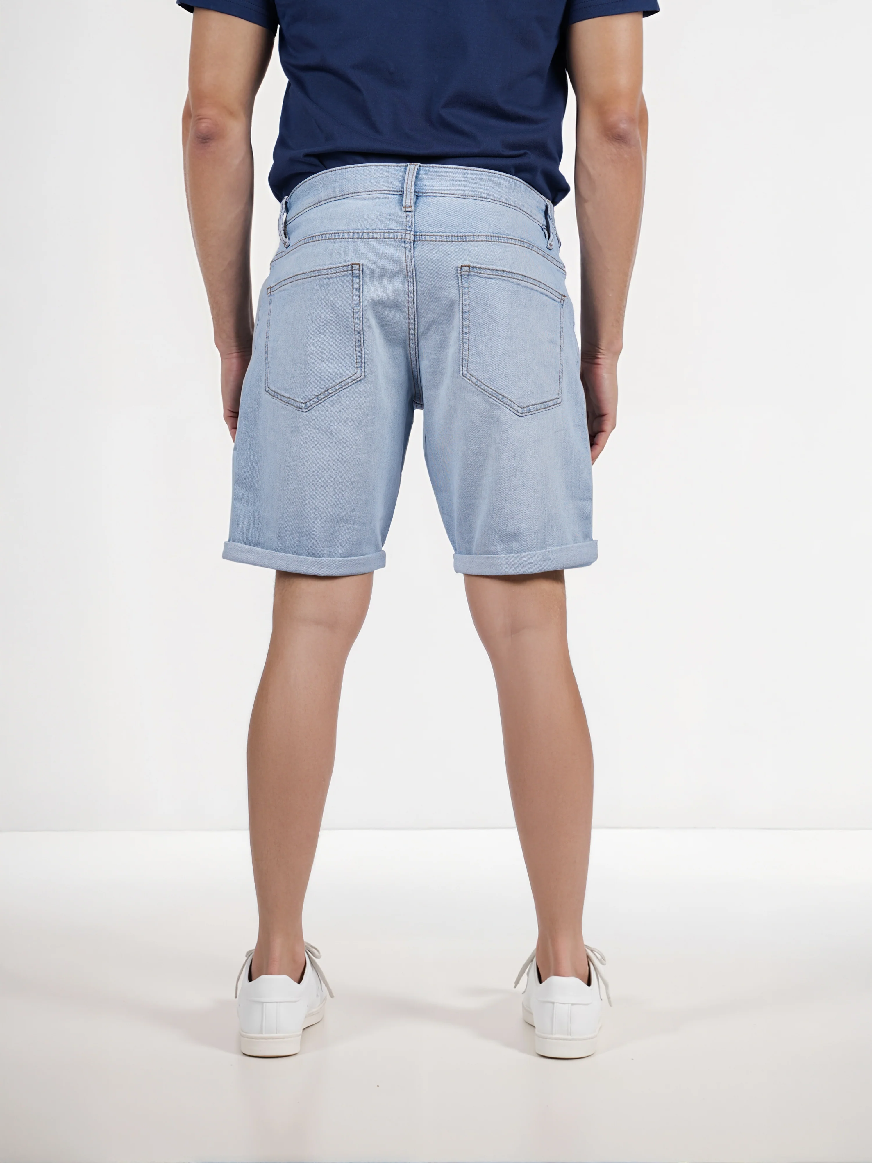 Celio* Cotton Regular Fit Blue Bermuda - Image 6