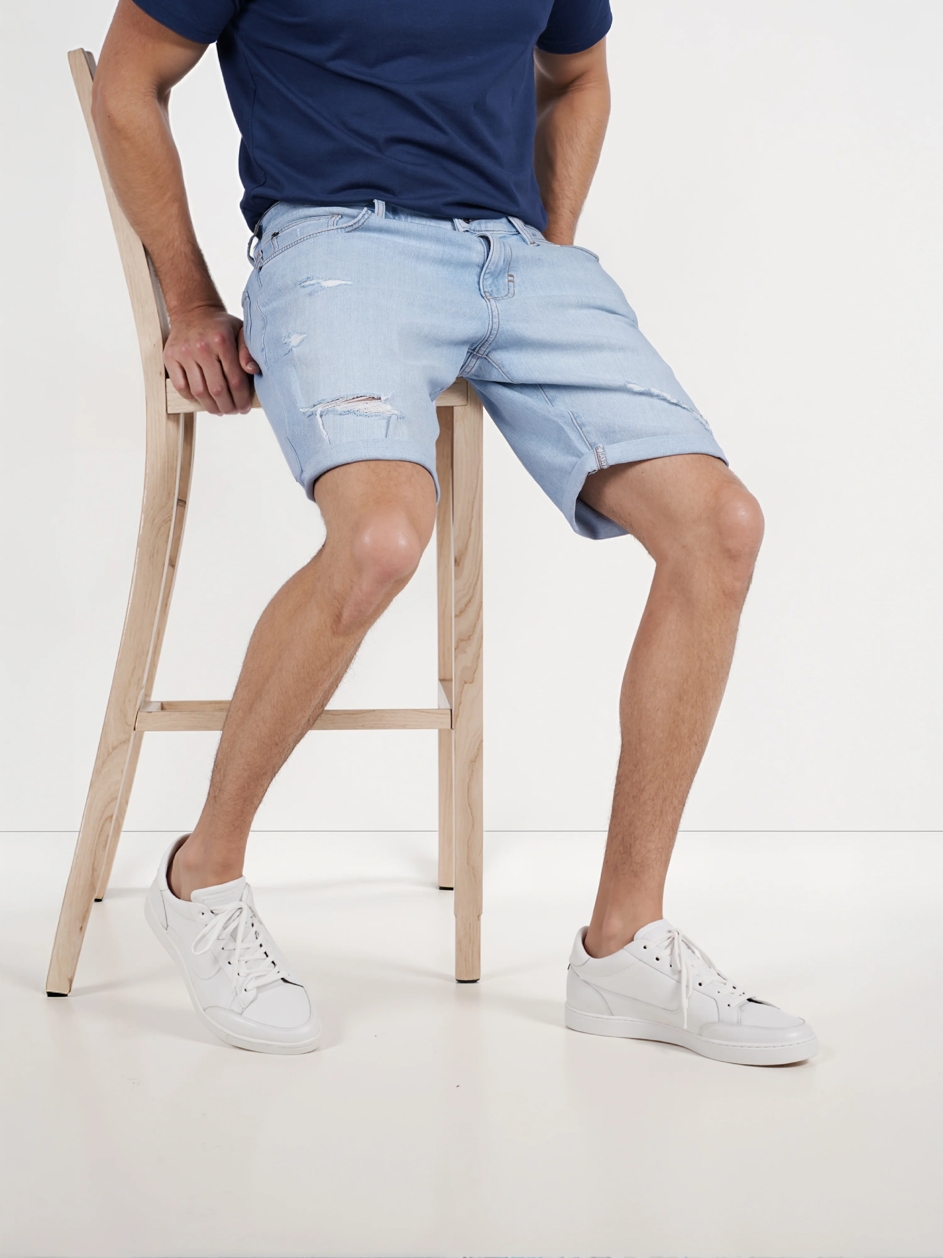 Celio* Cotton Regular Fit Blue Bermuda - Image 7