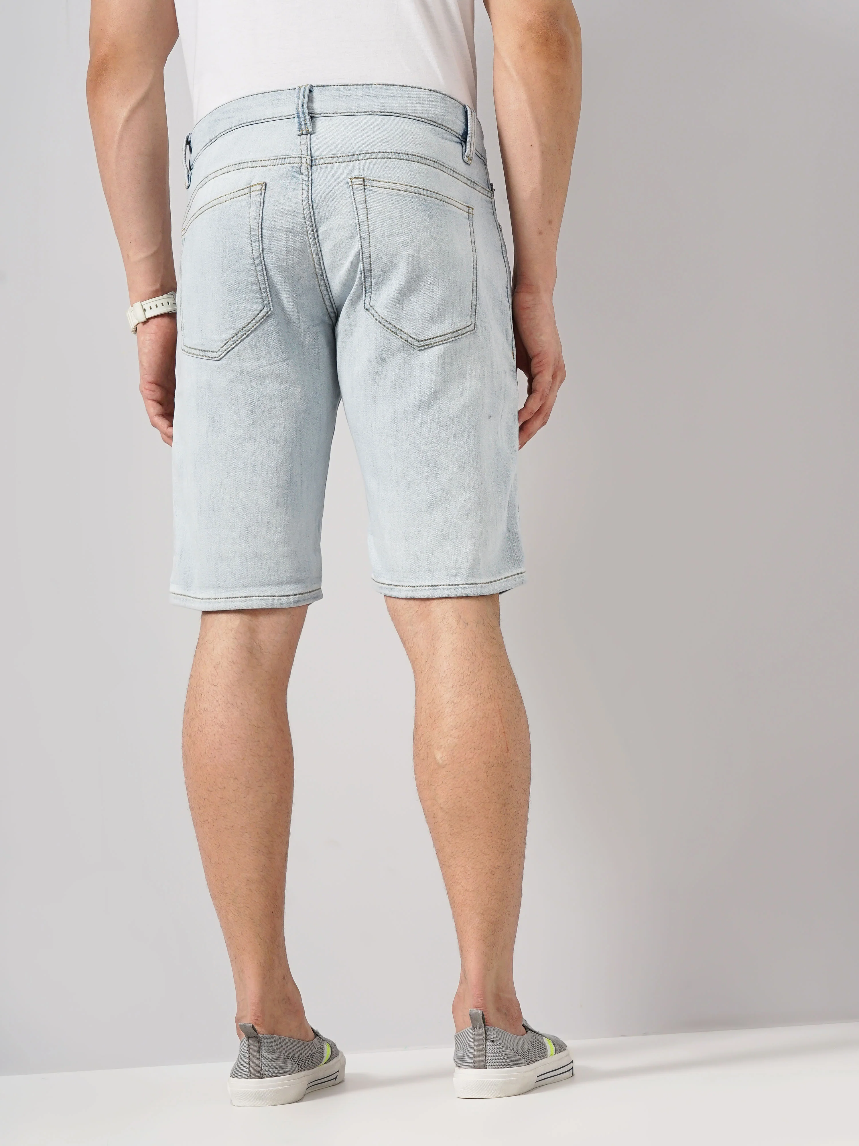 Celio* Cotton Regular Fit Blue Shorts - Image 3