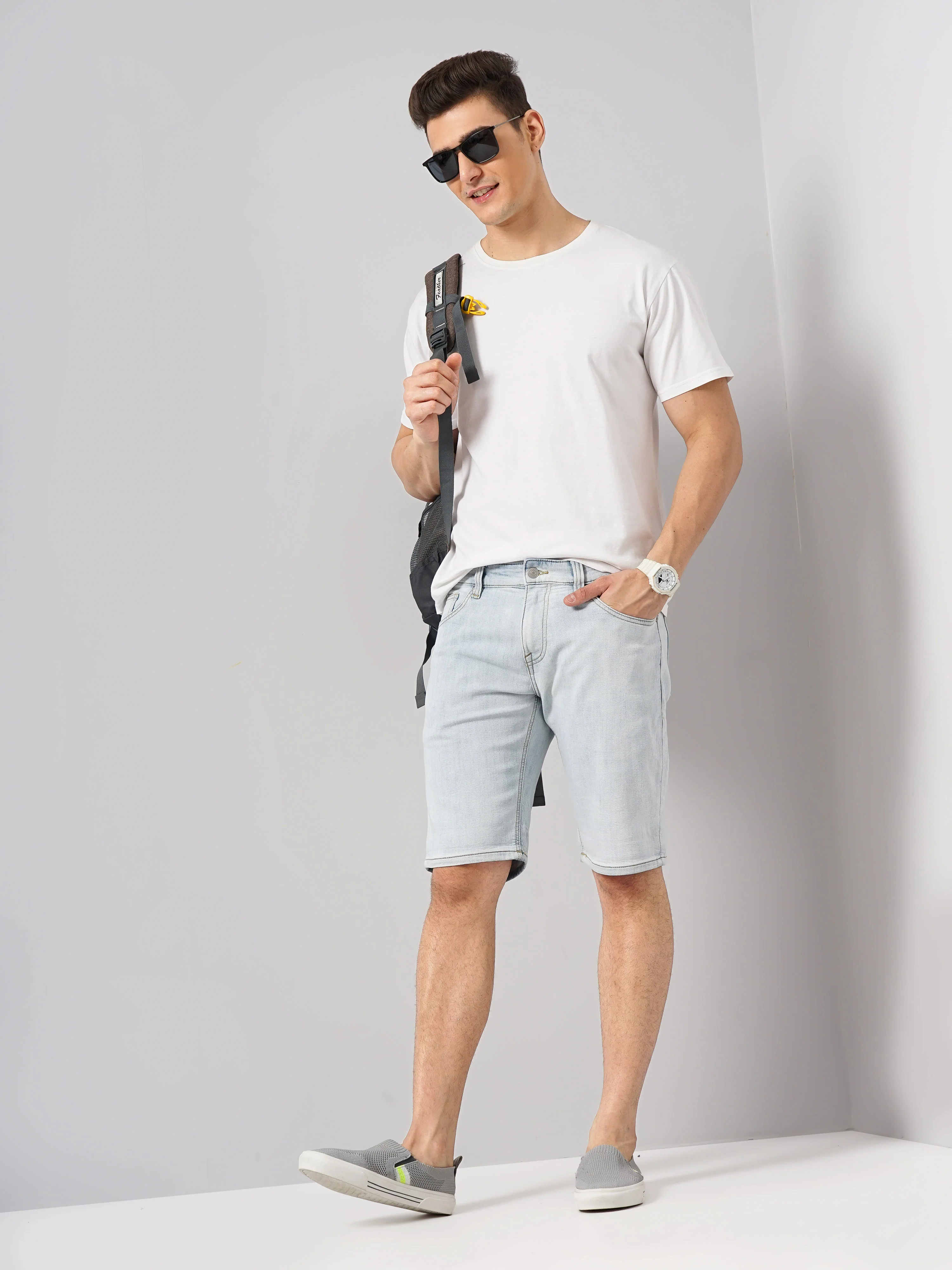 Celio* Cotton Regular Fit Blue Shorts - Image 5