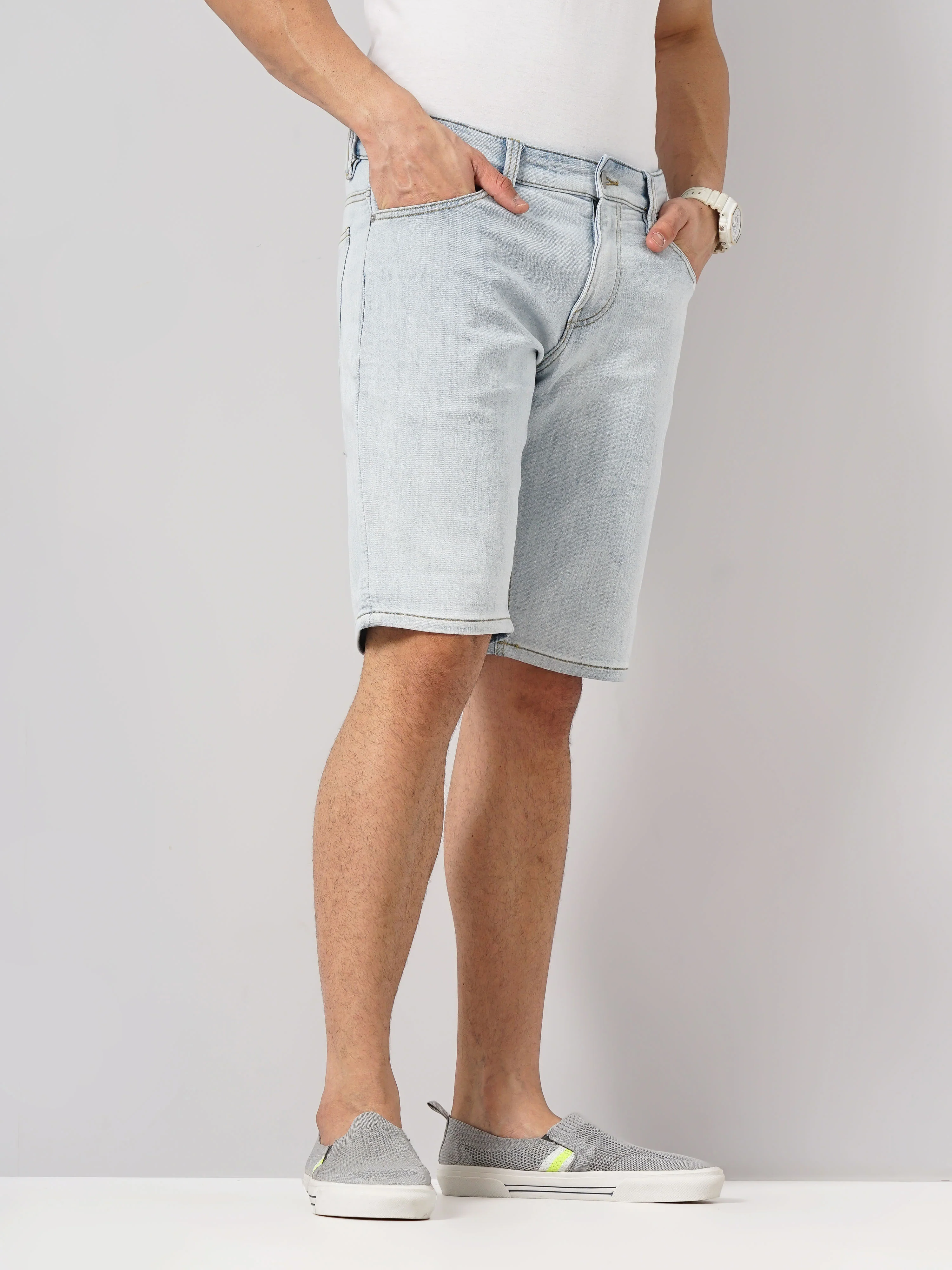 Celio* Cotton Regular Fit Blue Shorts - Image 6
