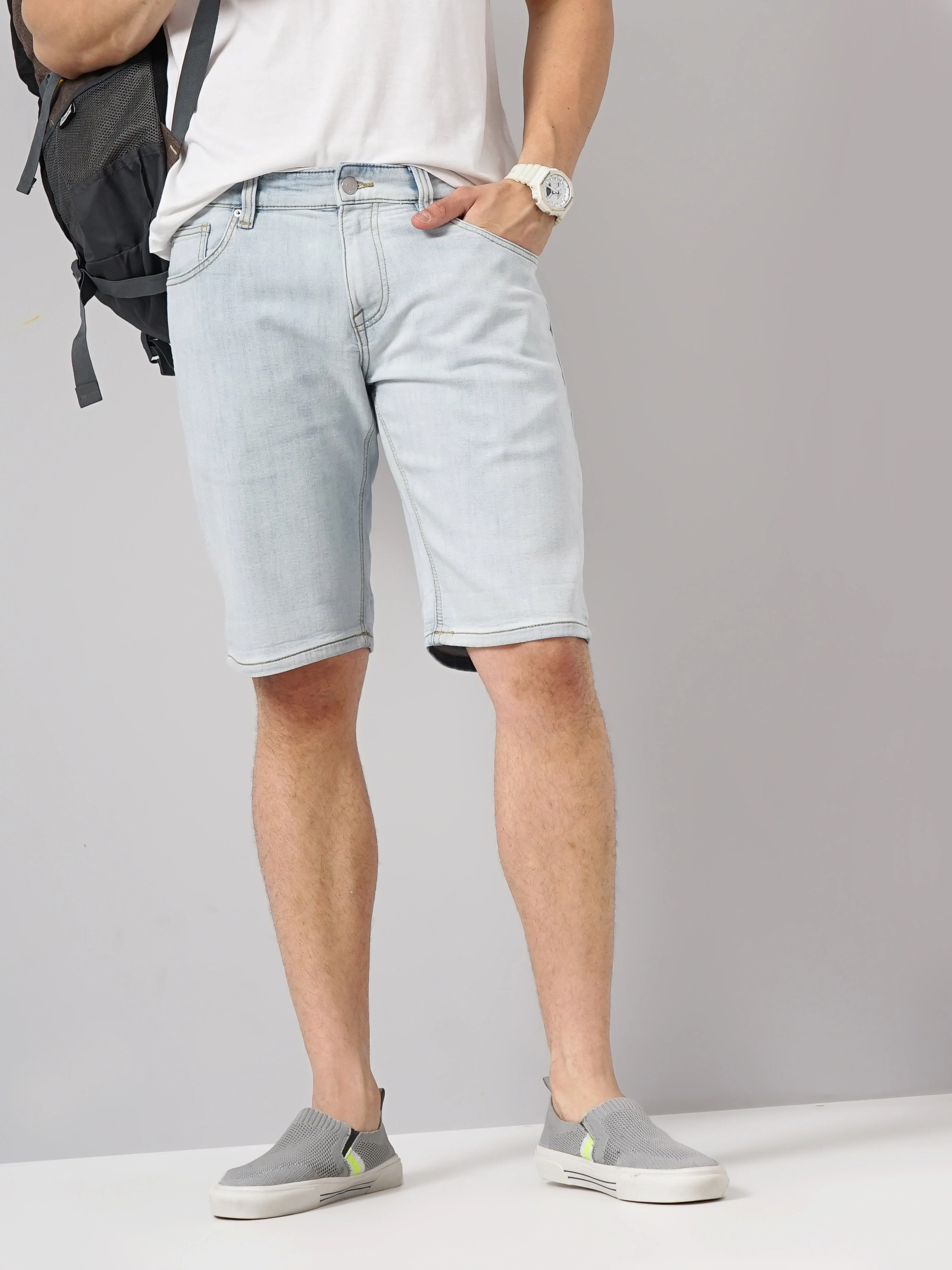 Celio* Cotton Regular Fit Blue Shorts - Image 8