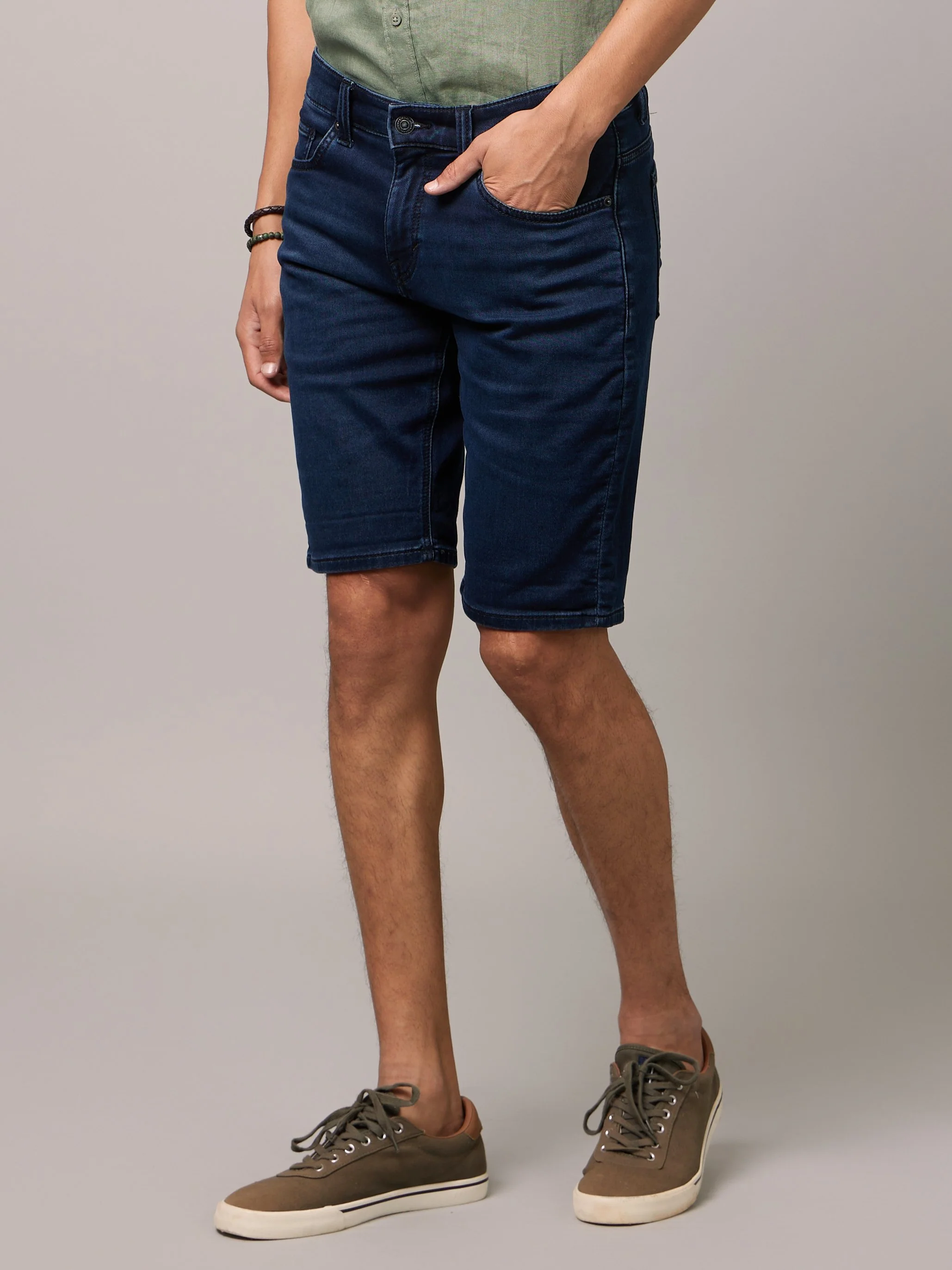 Celio* Men Blue Solid Regular Fit Cotton Shorts - Image 4