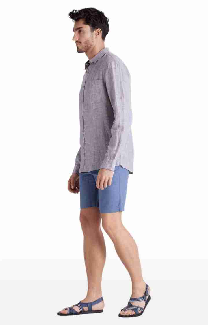 Celio* Cotton Regular Fit Blue Shorts - Image 4