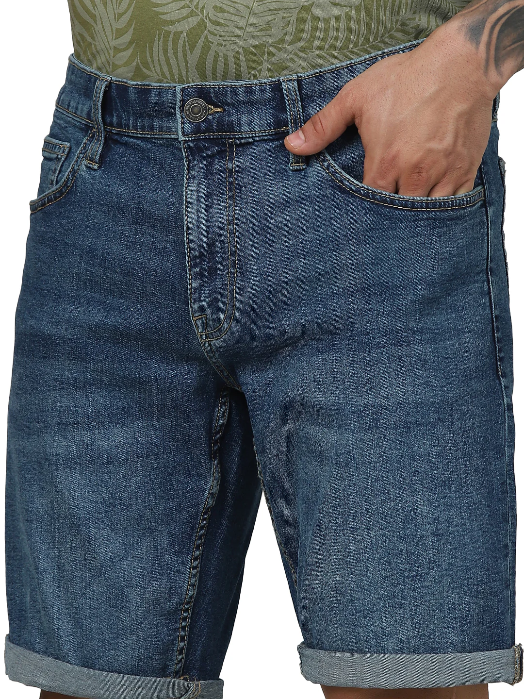 Celio* Cotton Regular Fit Blue Shorts - Image 5