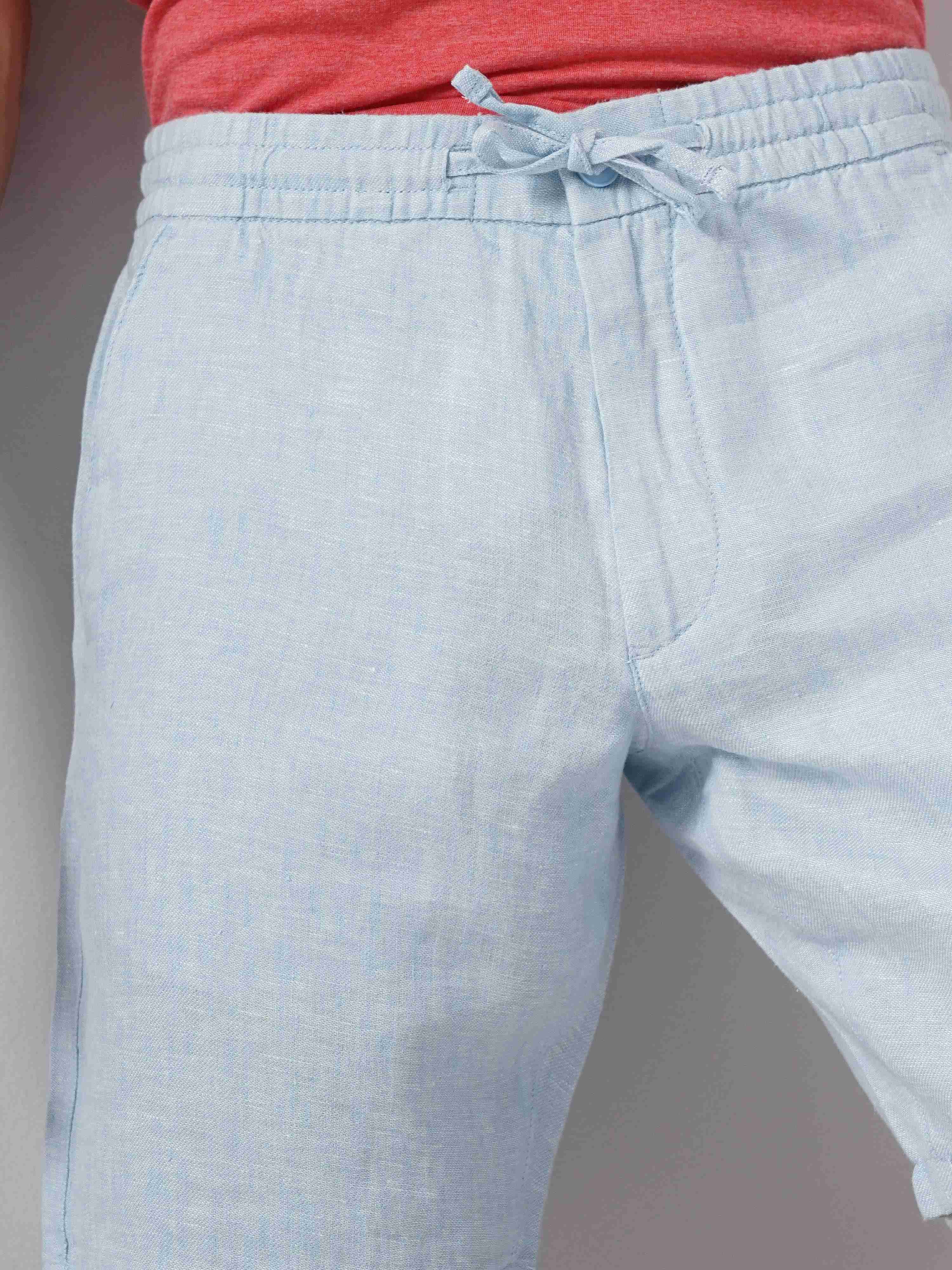 Celio* Linen Regular Fit Blue Shorts - Image 4