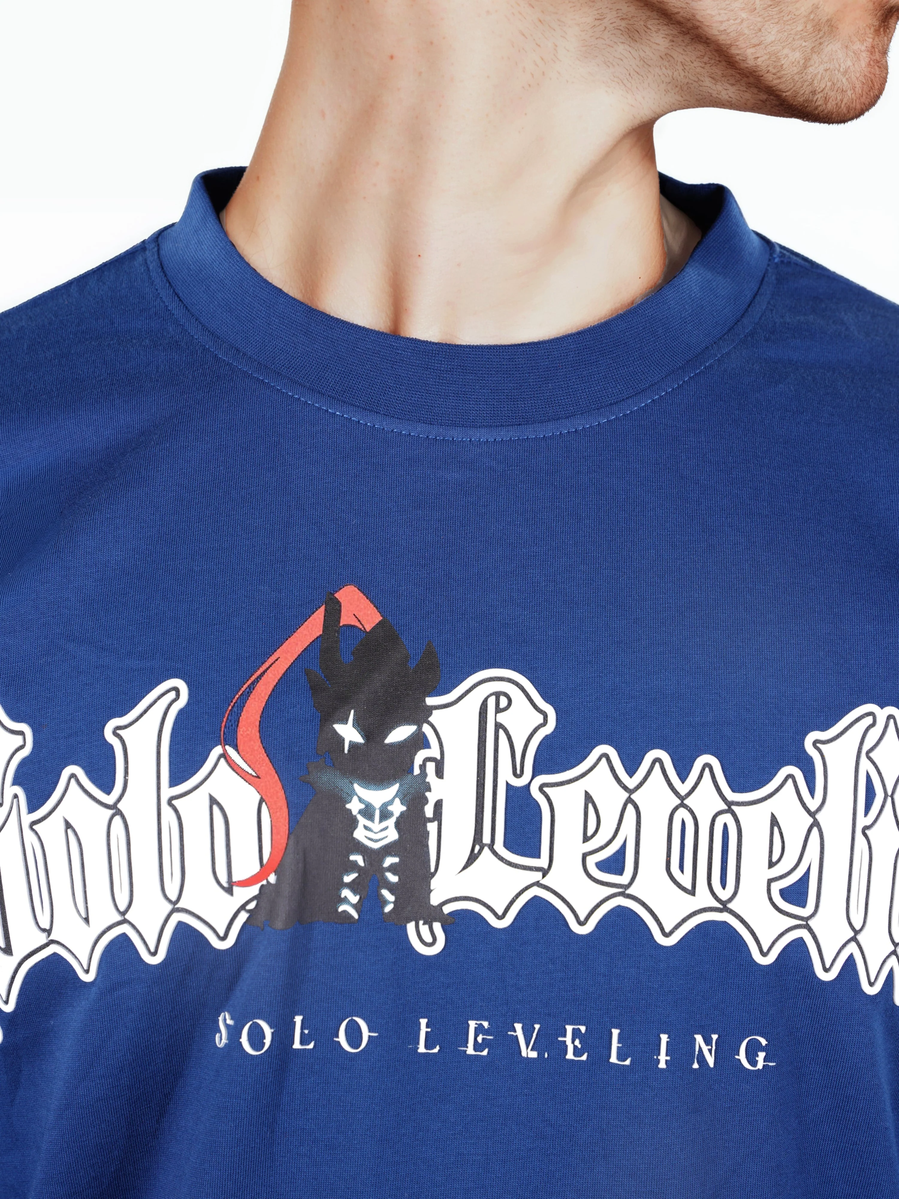 Celio* Men Blue Printed Oversized Cotton Solo Levelling Tshirts - Image 4