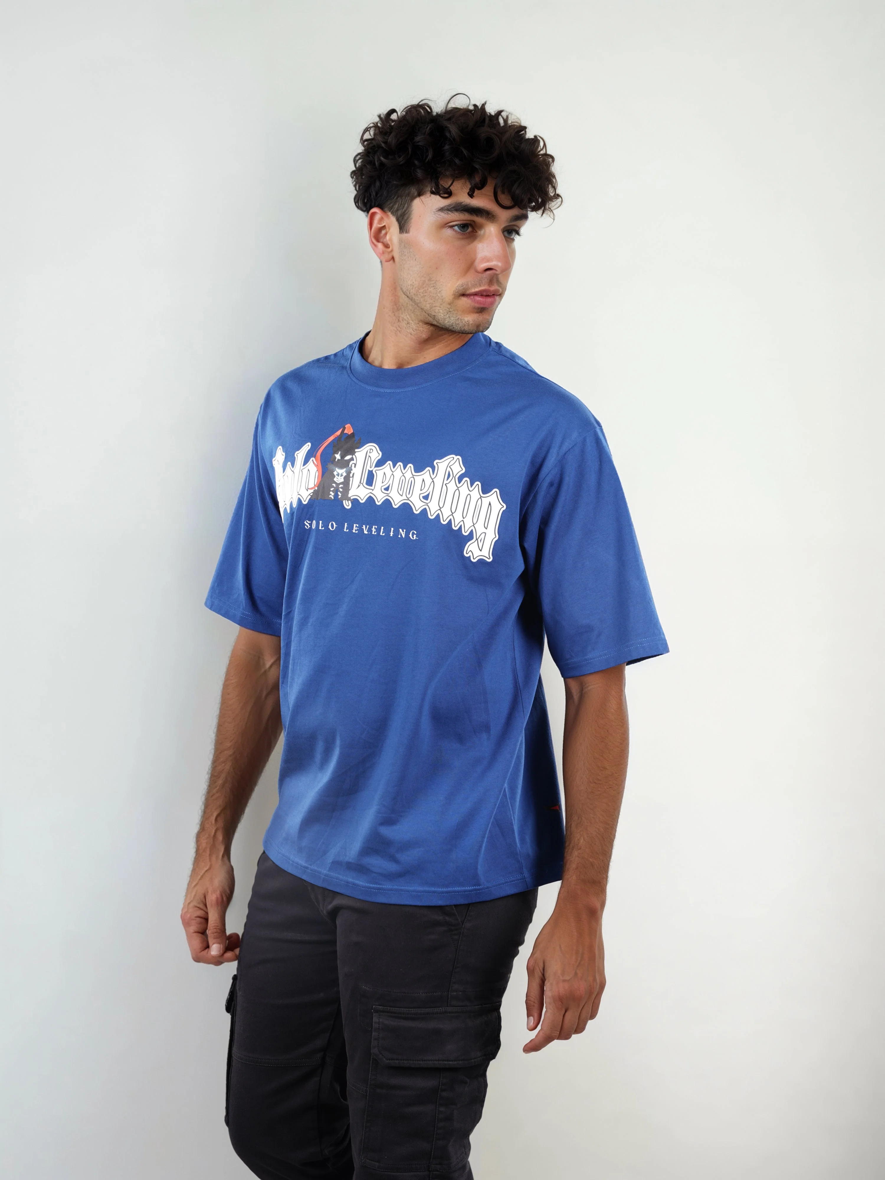 Celio* Men Blue Printed Oversized Cotton Solo Levelling Tshirts - Image 8