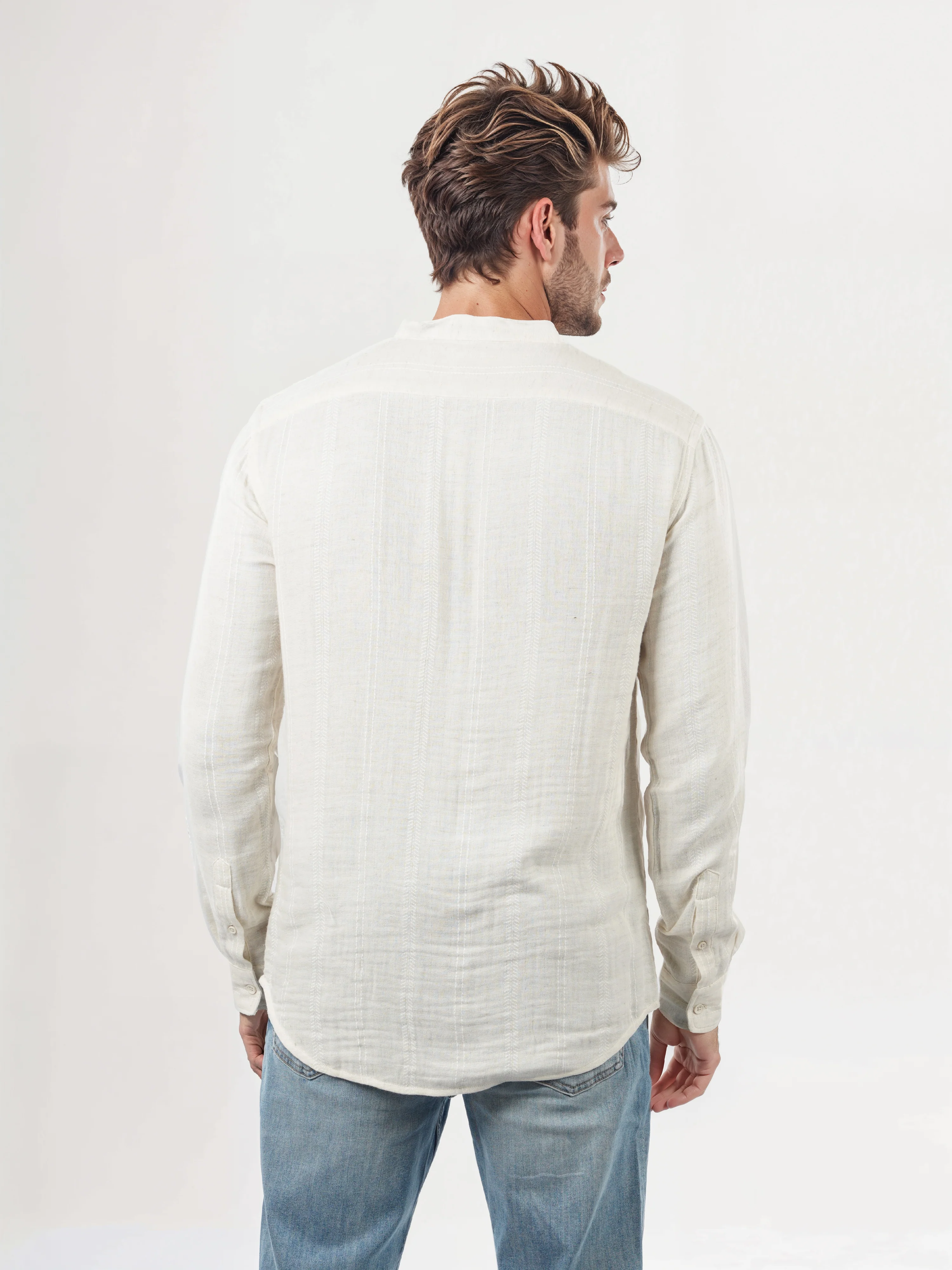 Celio* Solid Regular Fit Cotton-Blend Off White Shirts - Image 8